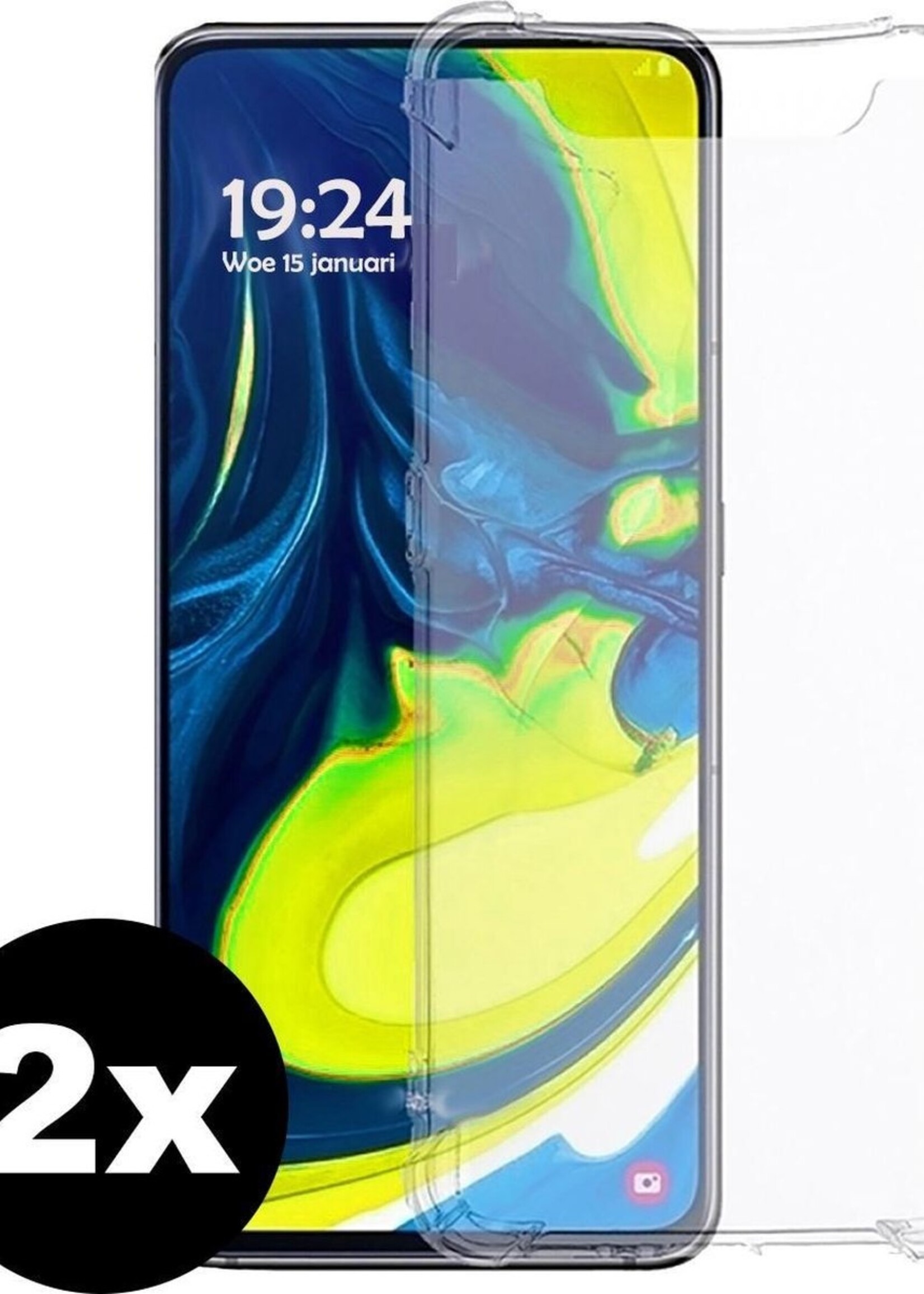 BTH Hoesje Geschikt voor Samsung A90 Hoesje Siliconen Shock Proof Case Hoes - Hoes Geschikt voor Samsung Galaxy A90 Hoes Cover Case Shockproof - Transparant - 2 PACK