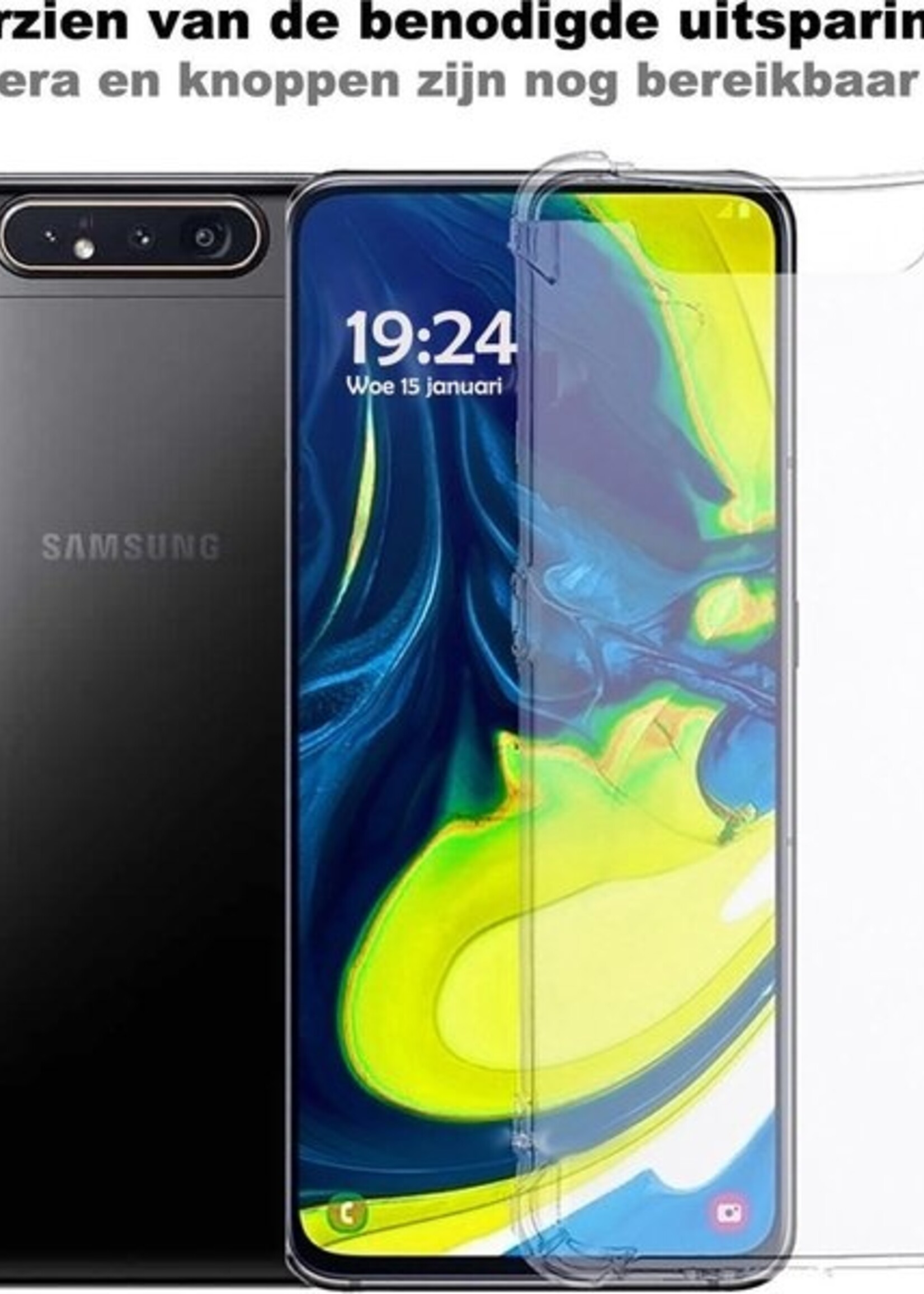 BTH Hoesje Geschikt voor Samsung A90 Hoesje Siliconen Shock Proof Case Hoes - Hoes Geschikt voor Samsung Galaxy A90 Hoes Cover Case Shockproof - Transparant - 2 PACK