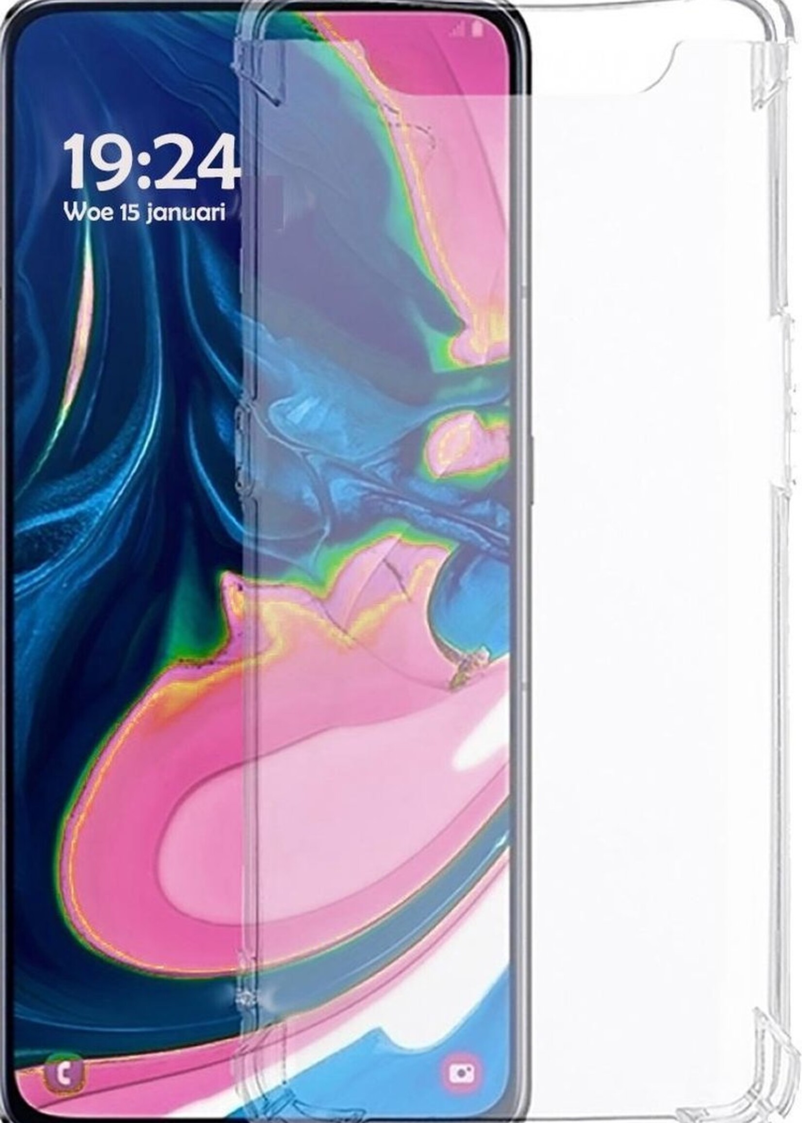 BTH Hoesje Geschikt voor Samsung A80/A90 Hoesje Siliconen Shock Proof Case Hoes - Hoes Geschikt voor Samsung Galaxy A80/A90 Hoes Cover Case Shockproof - Transparant