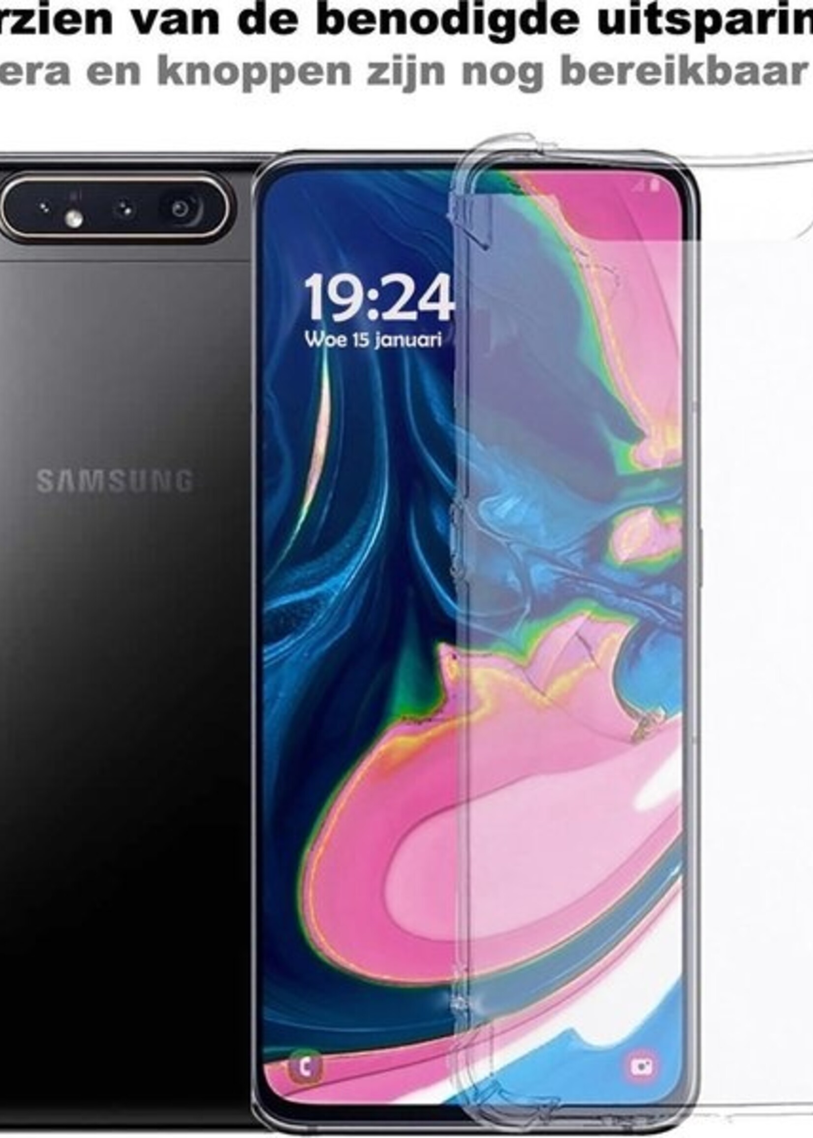 BTH Hoesje Geschikt voor Samsung A80/A90 Hoesje Siliconen Shock Proof Case Hoes - Hoes Geschikt voor Samsung Galaxy A80/A90 Hoes Cover Case Shockproof - Transparant