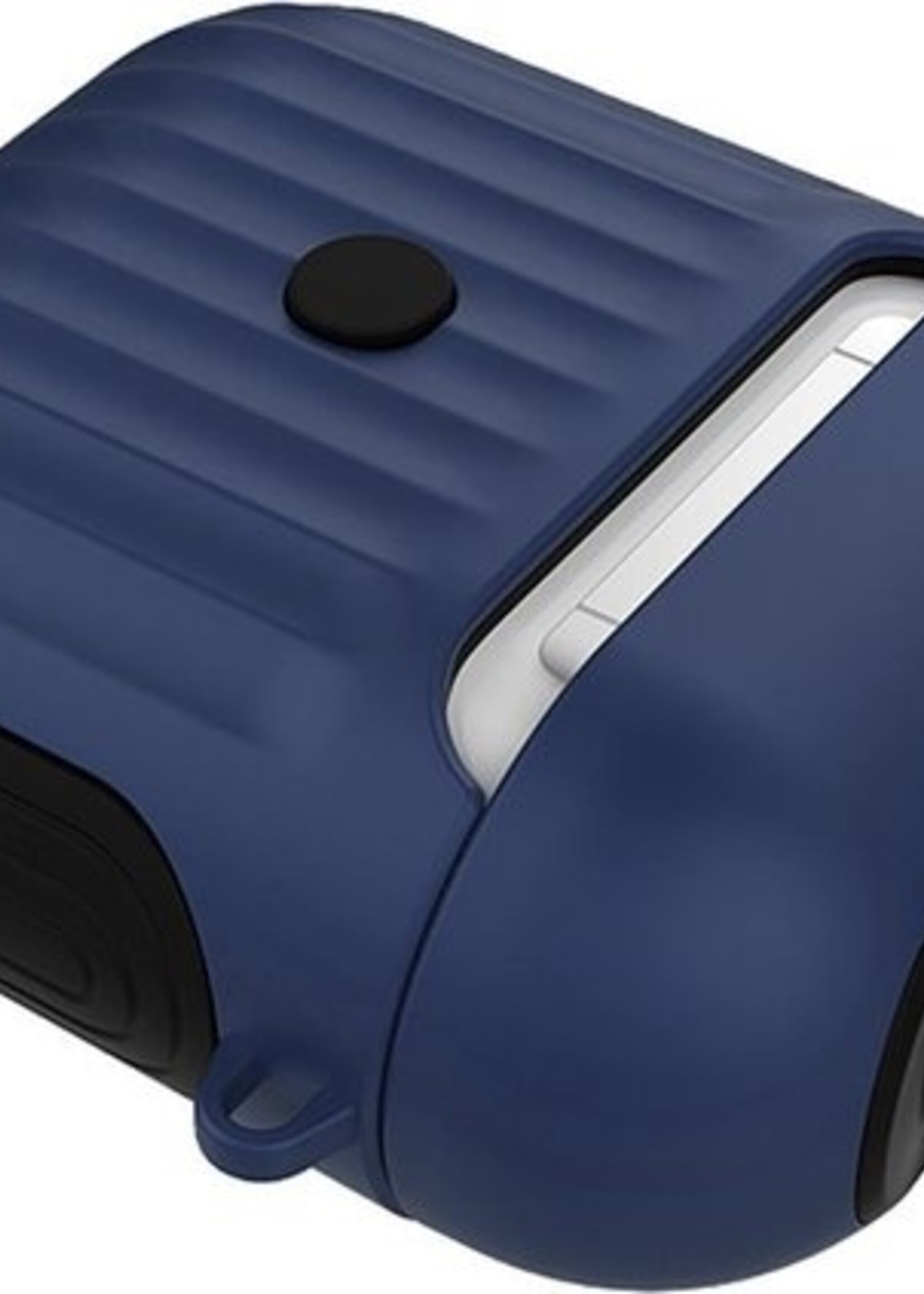 BTH Case Geschikt voor AirPods 1 Hoesje Hoes Hard Cover Ribbels - Hoesje Geschikt voor Apple Airpods 1 Case Met Ribbels - Blauw