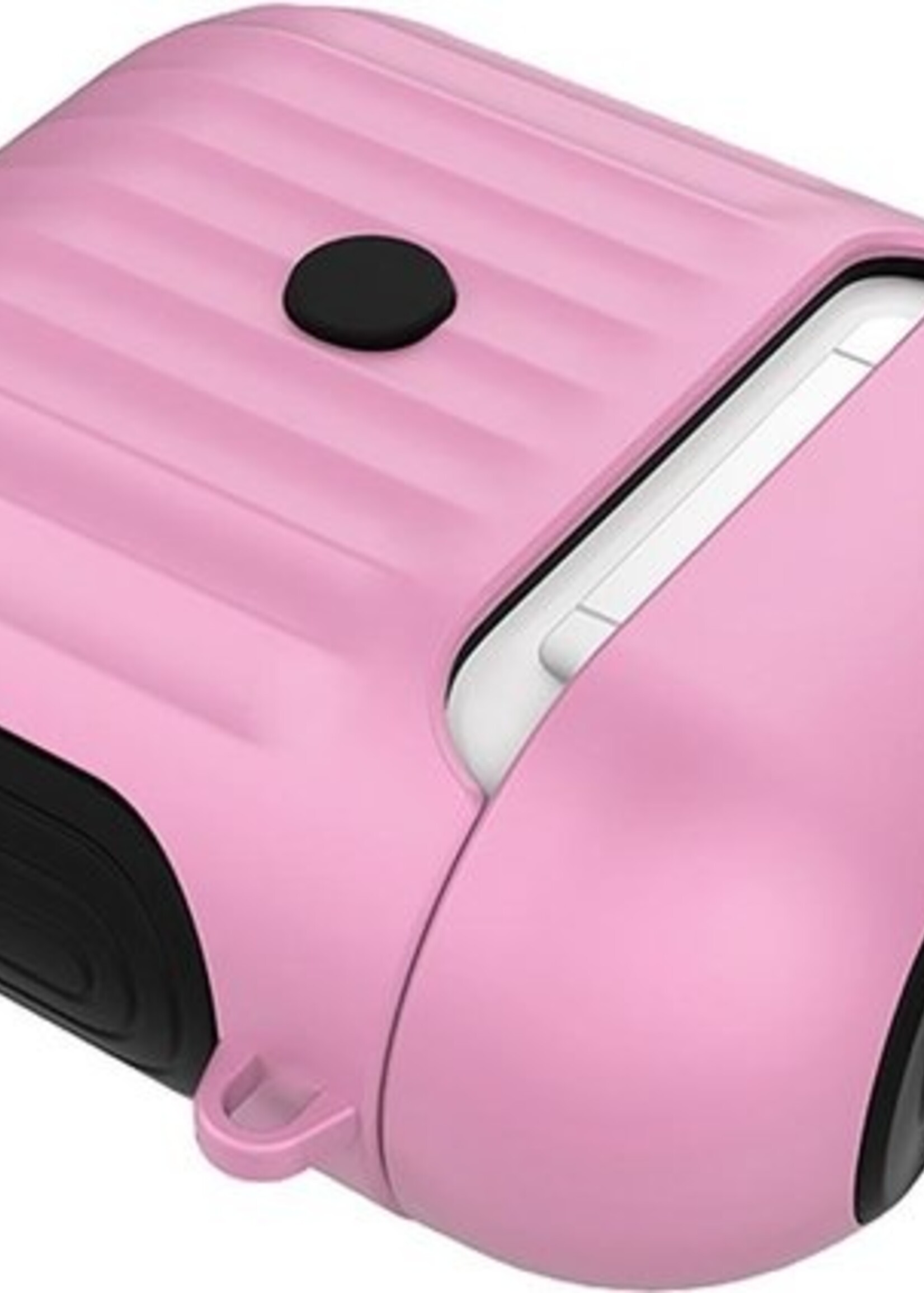 BTH Case Geschikt voor AirPods 2 Hoesje Hoes Hard Cover Ribbels - Hoesje Geschikt voor Apple Airpods 2 Case Met Ribbels - Roze