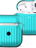 BTH BTH Hoesje Voor Apple AirPods 2 Case Hoes Hard Cover Ribbels - Mint Groen