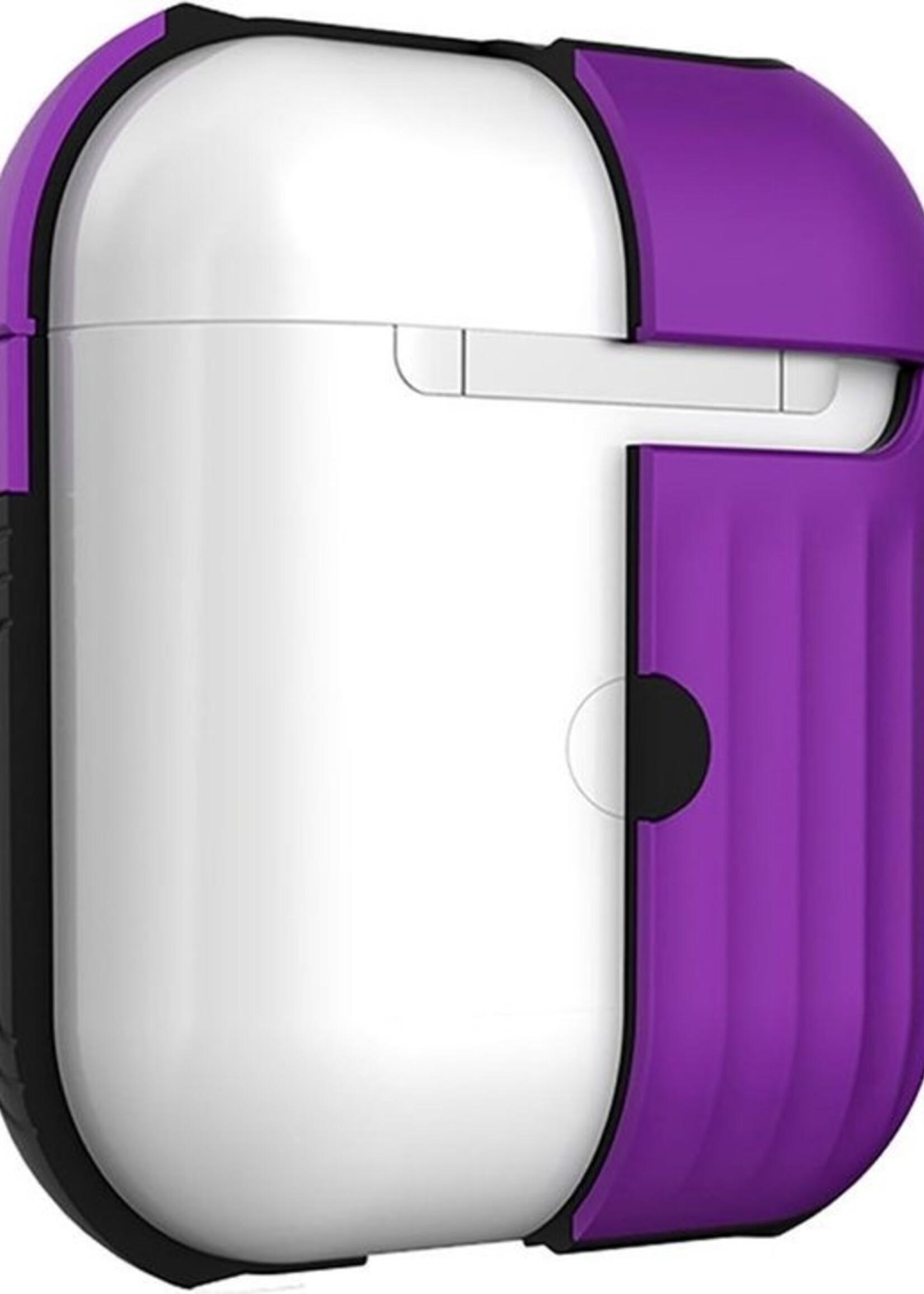 BTH Case Geschikt voor AirPods 2 Hoesje Hoes Hard Cover Ribbels - Hoesje Geschikt voor Apple Airpods 2 Case Met Ribbels - Paars
