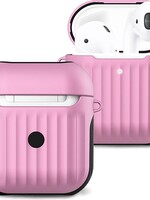 BTH BTH Hoesje Voor Apple AirPods Case Hoes Hard Cover Ribbels - Licht Roze