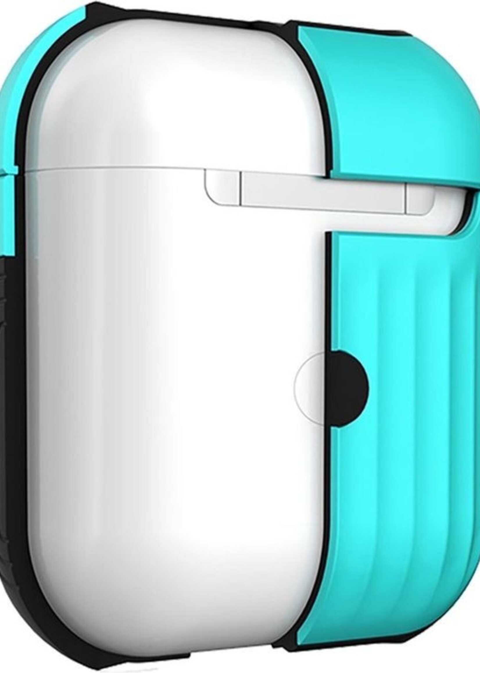 BTH Case Geschikt voor AirPods 2 Hoesje Hoes Hard Cover Ribbels - Hoesje Geschikt voor Apple Airpods 2 Case Met Ribbels - Mintgroen - 2 PACK
