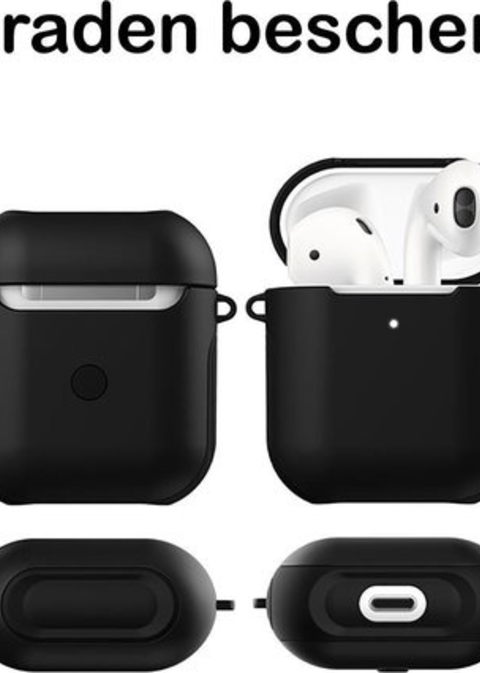BTH Case Geschikt voor AirPods 1 Hoesje Hoes Hard Cover - Hoesje Geschikt voor Apple Airpods 1 Case - Zwart