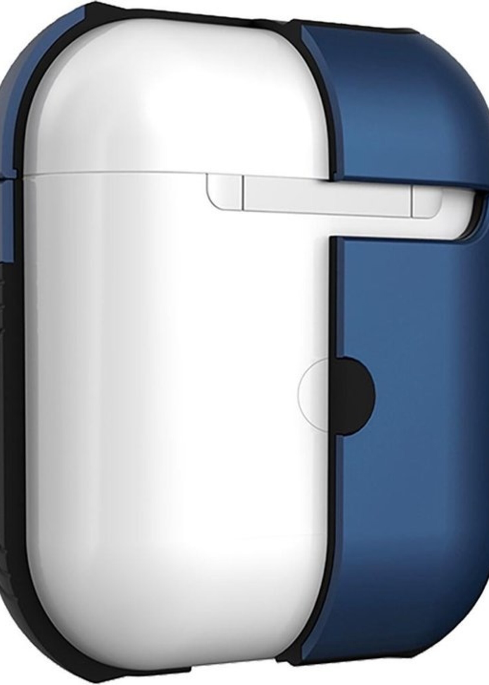 BTH Case Geschikt voor AirPods 1 Hoesje Hoes Hard Cover - Hoesje Geschikt voor Apple Airpods 1 Case - Donkerblauw - 2 PACK