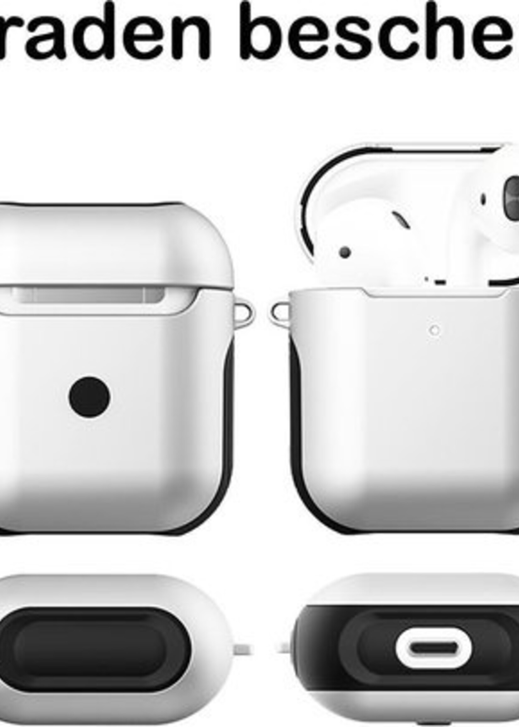 BTH Case Geschikt voor AirPods 1 Hoesje Hoes Hard Cover - Hoesje Geschikt voor Apple Airpods 1 Case - Wit - 2 PACK