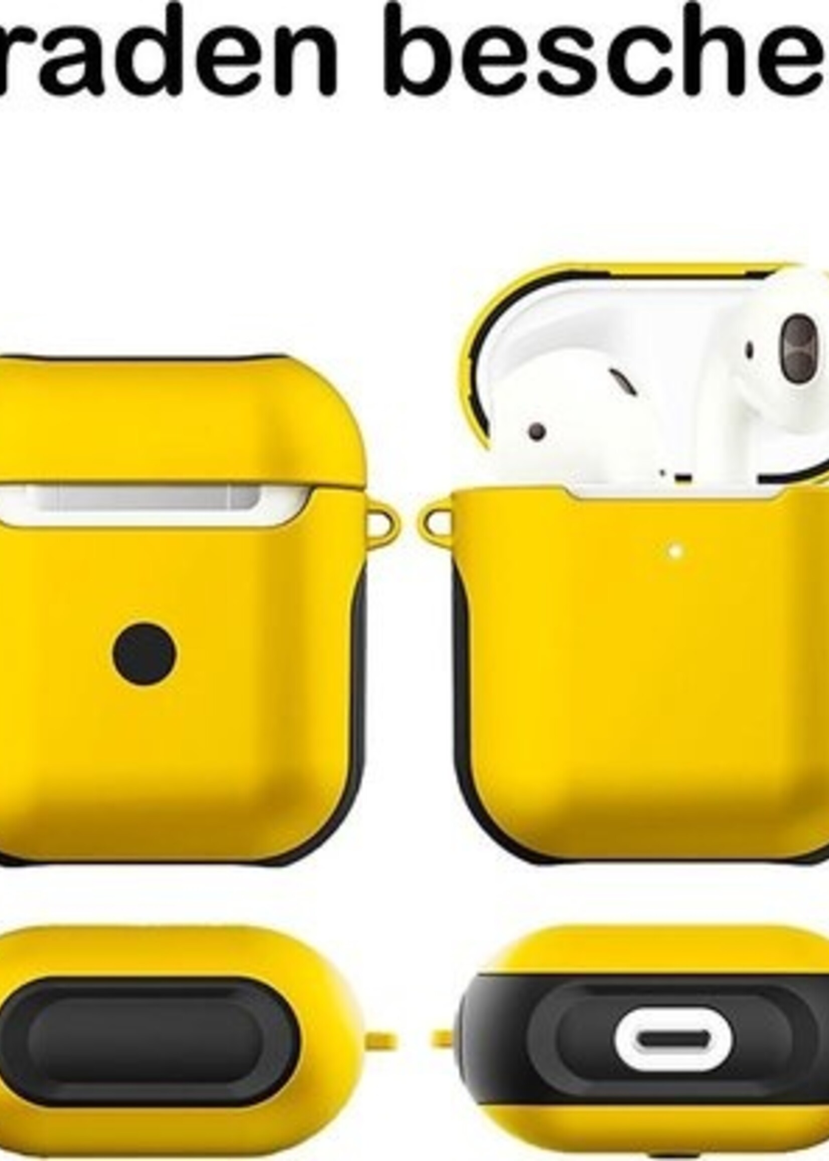 BTH Case Geschikt voor AirPods 2 Hoesje Hoes Hard Cover - Hoesje Geschikt voor Apple Airpods 2 Case - Geel - 2 PACK