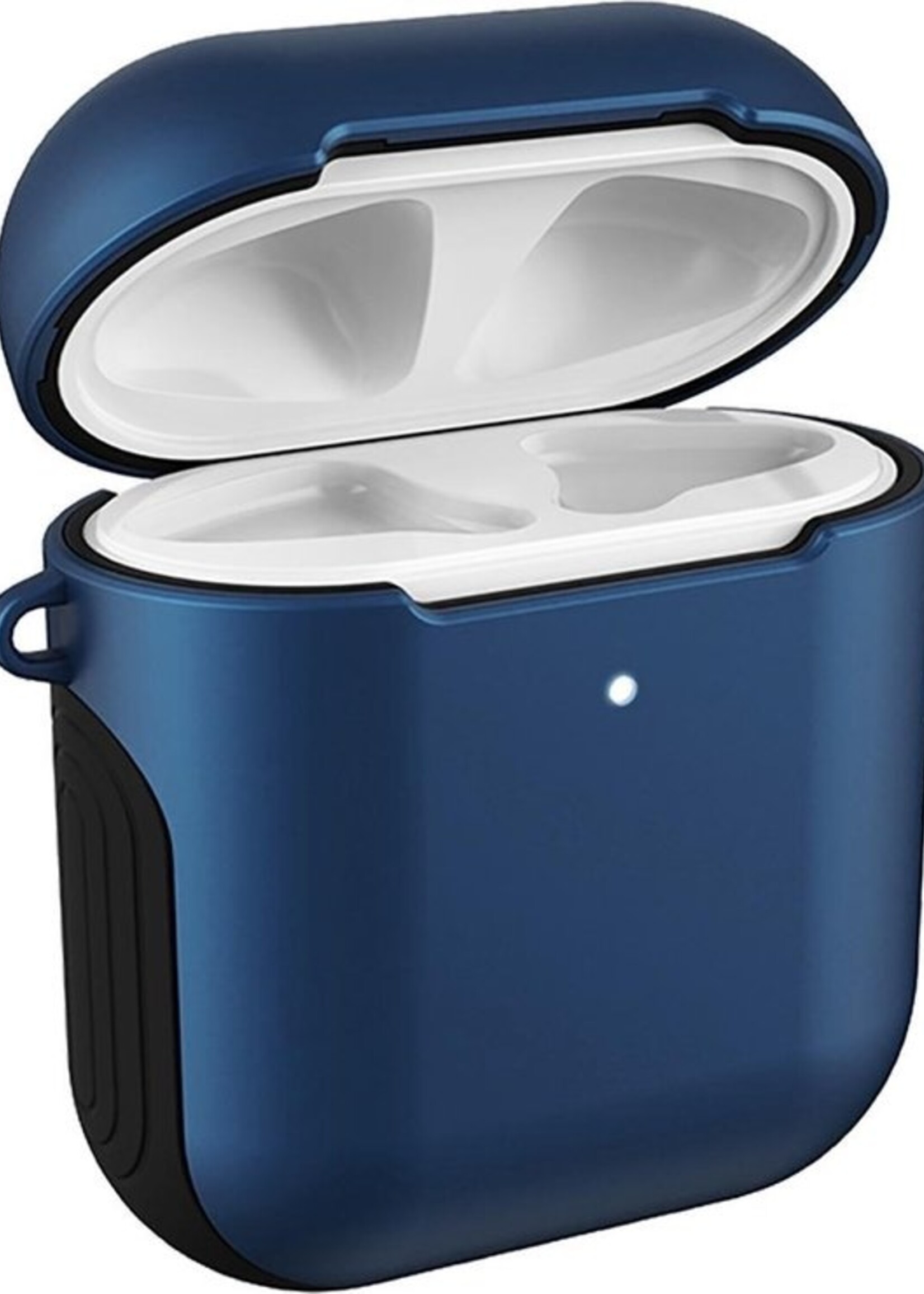 BTH Case Geschikt voor AirPods Hoesje Hoes Hard Cover - Hoesje Geschikt voor Apple Airpods 1/2 Case - Donkerblauw - 2 PACK