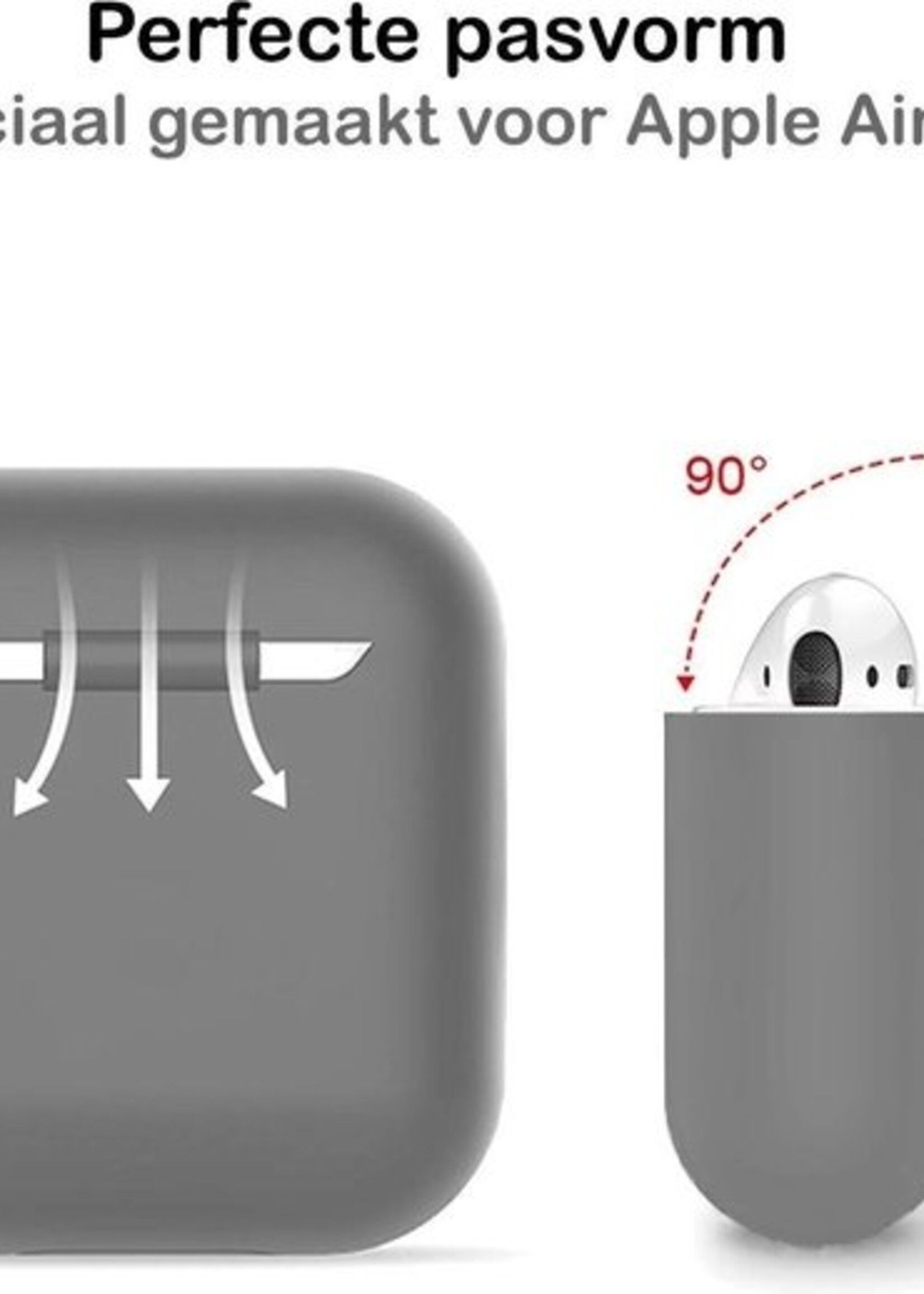 BTH Case Geschikt voor AirPods 1 Hoesje Hoes Siliconen Met Clip Cover Dun - Hoesje Geschikt voor Apple Airpods 1 Siliconen Met Clip - Grijs