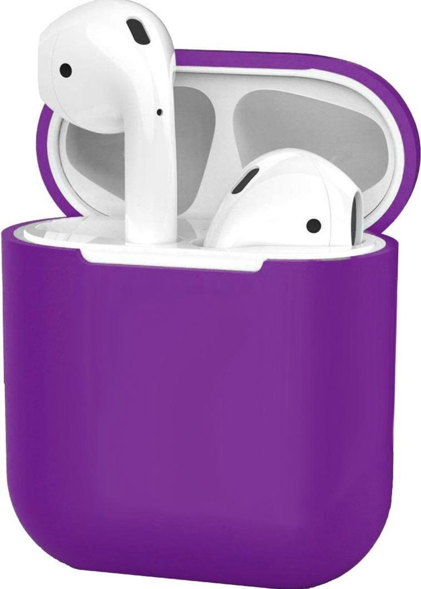 BTH Case Geschikt voor AirPods 1 Hoesje Hoes Siliconen Met Clip Cover Dun - Hoesje Geschikt voor Apple Airpods 1 Siliconen Met Clip - Paars