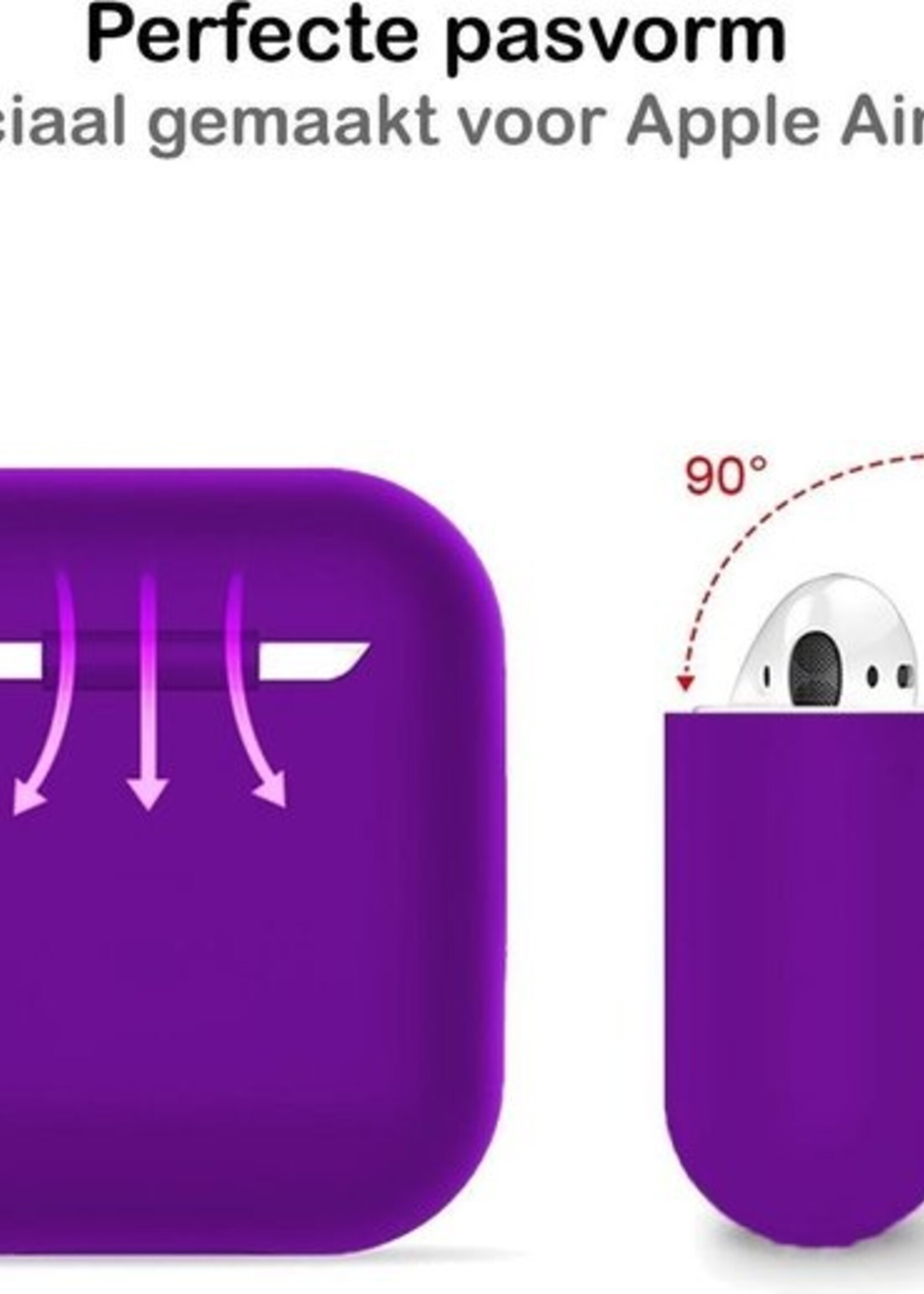 BTH Case Geschikt voor AirPods 1 Hoesje Hoes Siliconen Met Clip Cover Dun - Hoesje Geschikt voor Apple Airpods 1 Siliconen Met Clip - Paars
