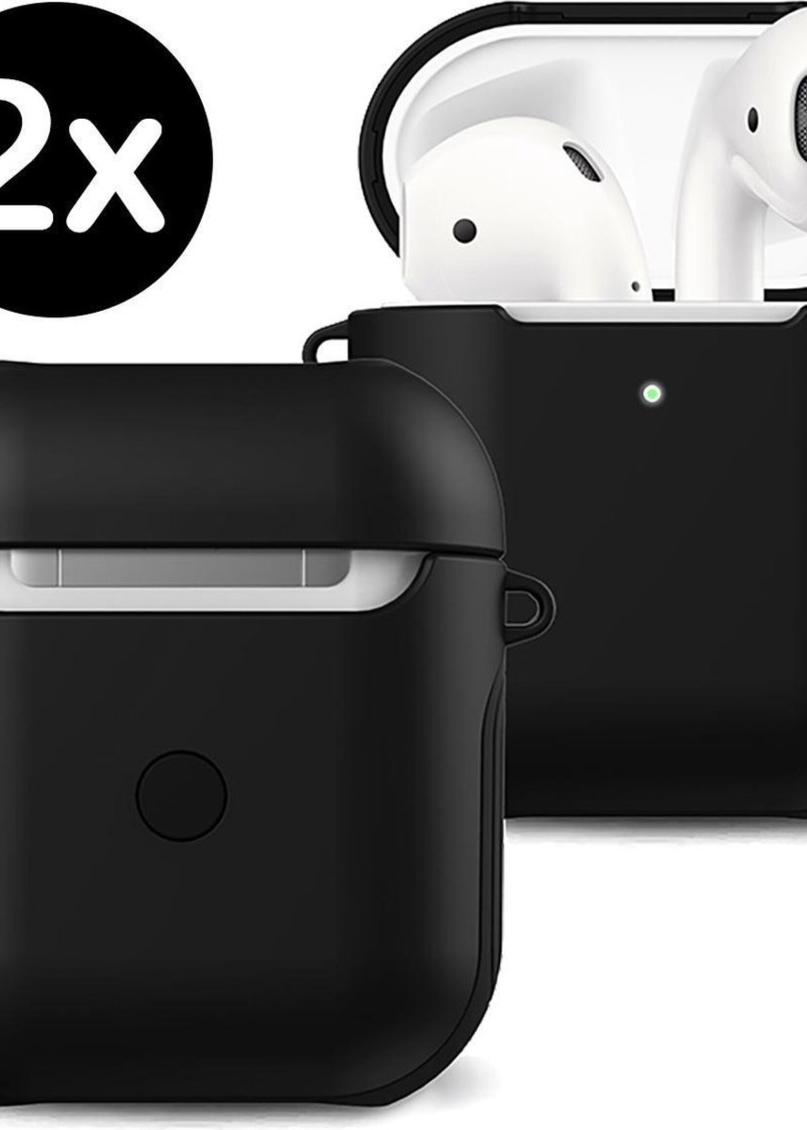 BTH Case Geschikt voor Airpods Pro Hoesje Hoes Hard Cover - Hoesje Geschikt voor Apple Airpods Pro Case - Zwart - 2 PACK