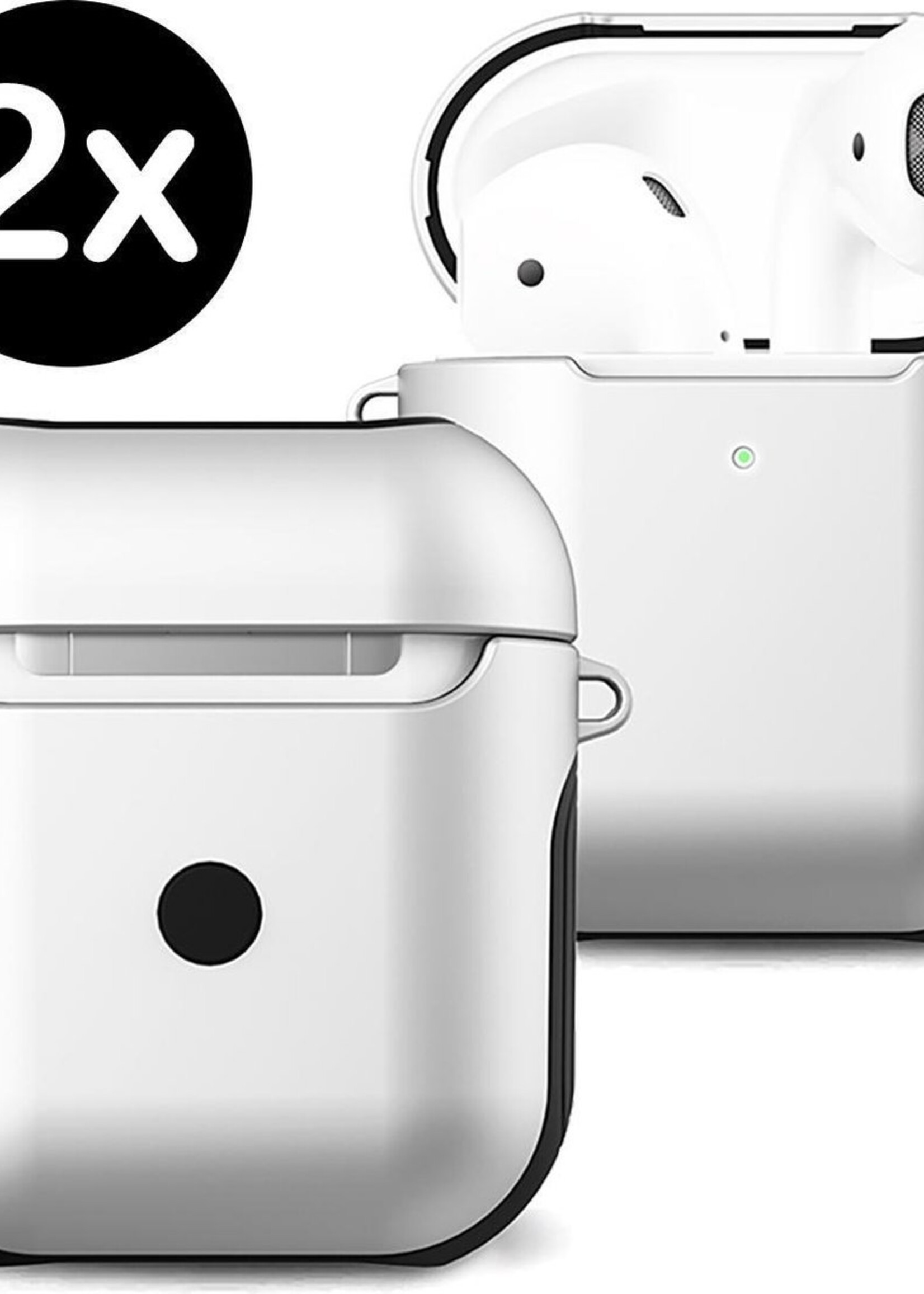 BTH Case Geschikt voor AirPods Hoesje Hoes Hard Cover - Hoesje Geschikt voor Apple Airpods 1/2 Case - Wit - 2 PACK