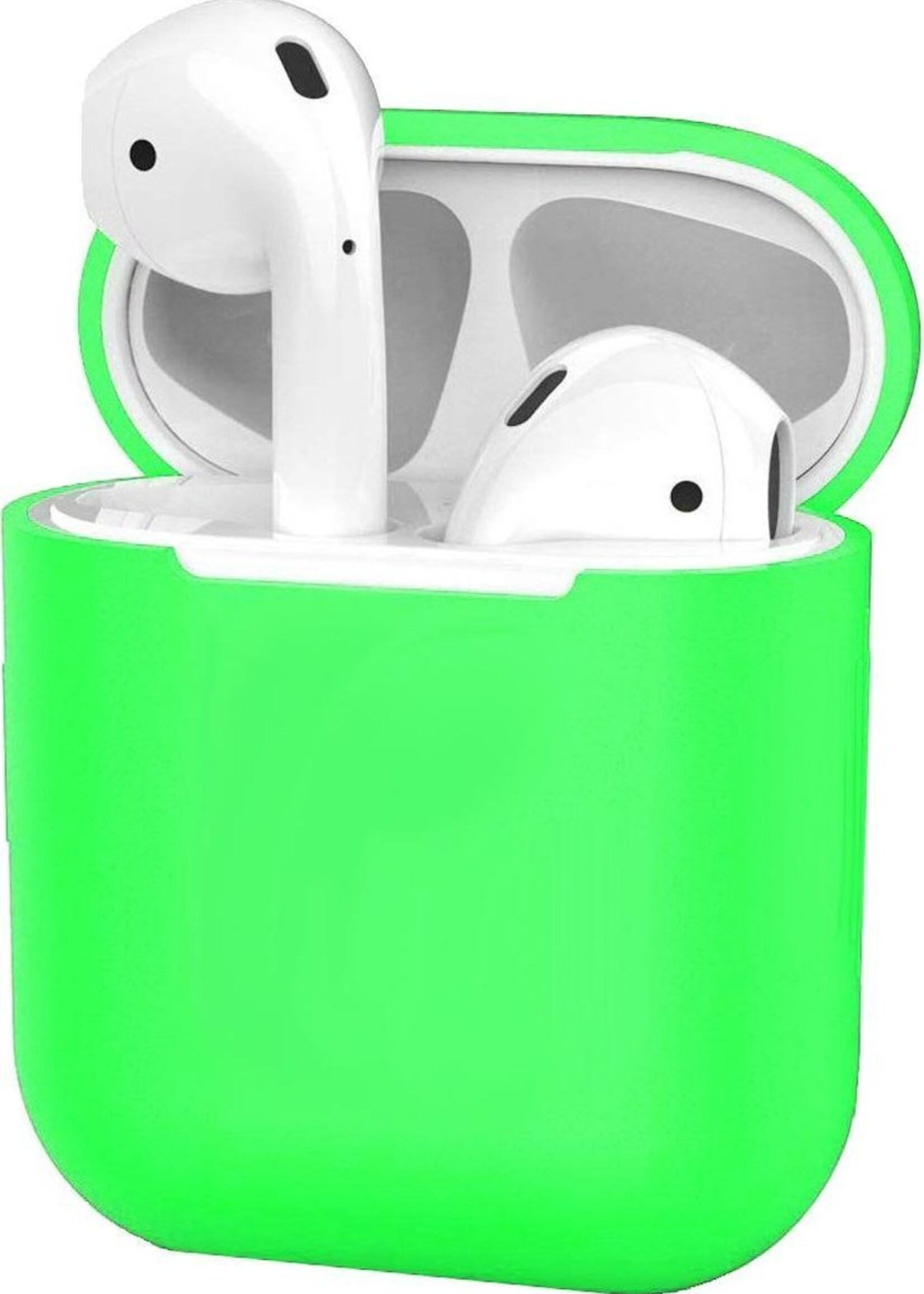 BTH Case Geschikt voor AirPods 1 Hoesje Hoes Siliconen Met Clip Cover Dun - Hoesje Geschikt voor Apple Airpods 1 Siliconen Met Clip - Groen