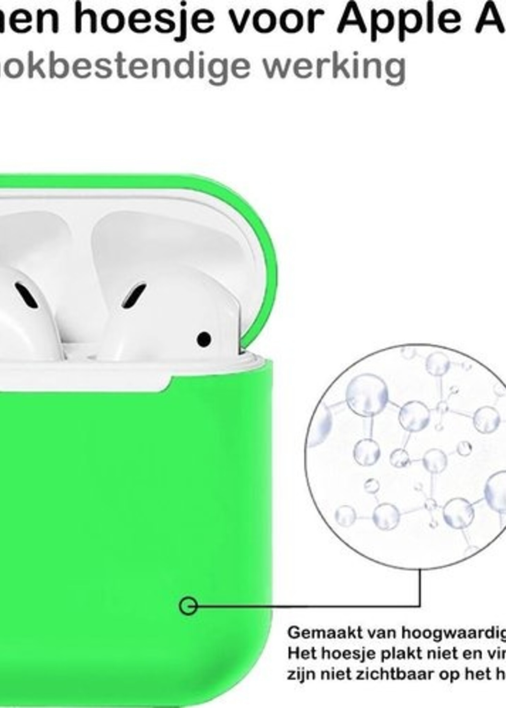 BTH Case Geschikt voor AirPods 1 Hoesje Hoes Siliconen Met Clip Cover Dun - Hoesje Geschikt voor Apple Airpods 1 Siliconen Met Clip - Groen