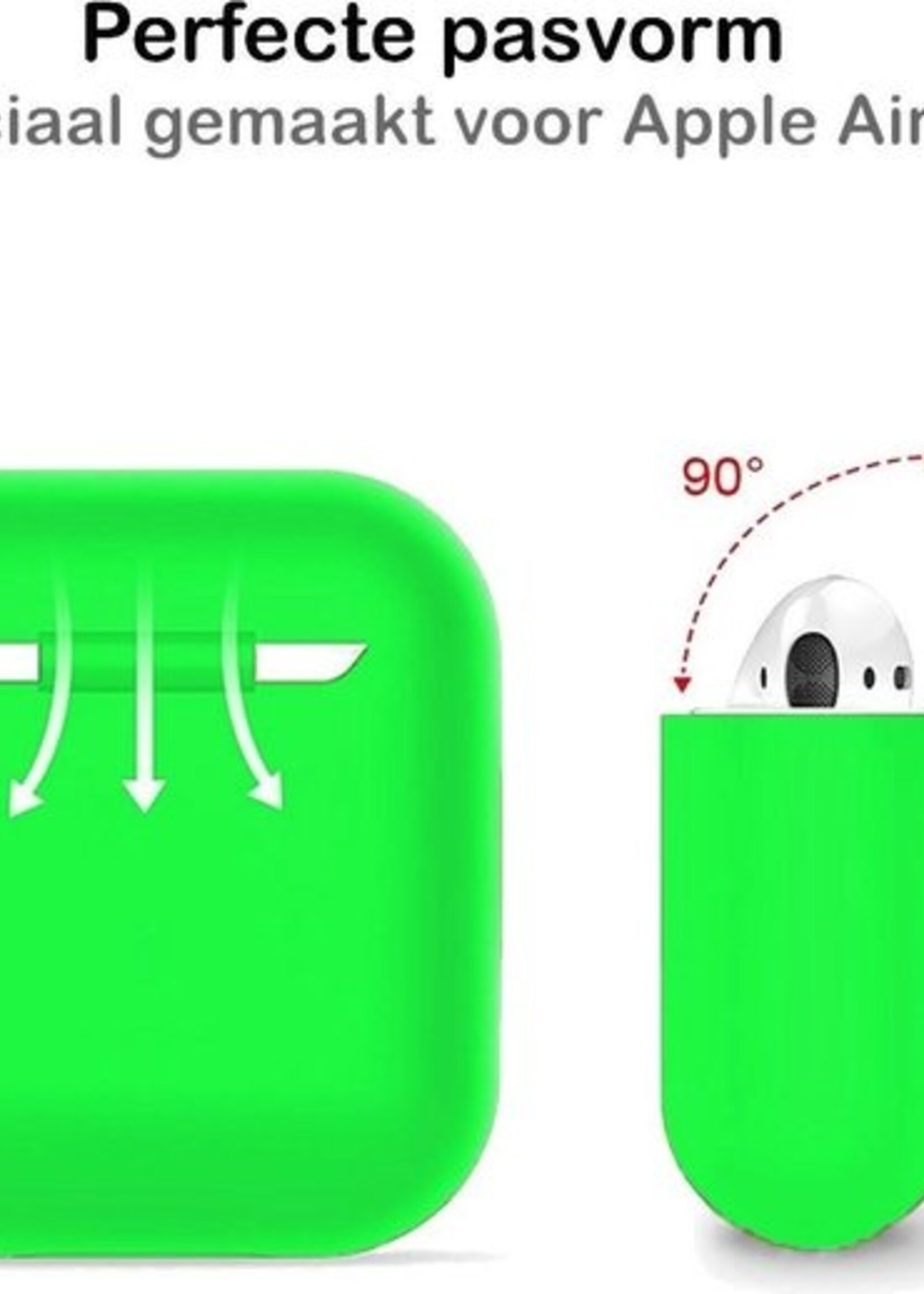 BTH Case Geschikt voor AirPods 1 Hoesje Hoes Siliconen Met Clip Cover Dun - Hoesje Geschikt voor Apple Airpods 1 Siliconen Met Clip - Groen