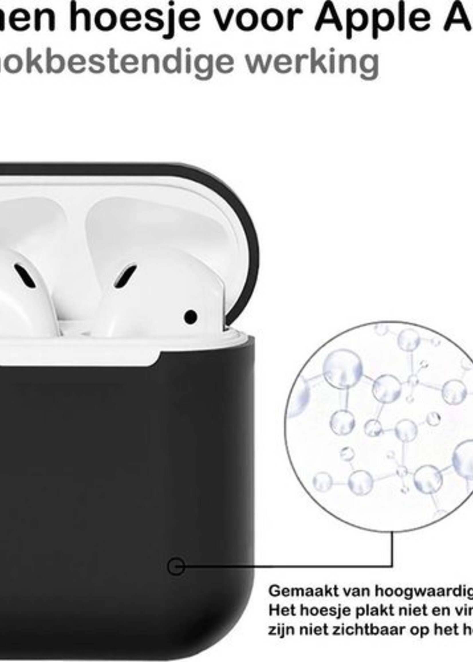 BTH Case Geschikt voor AirPods 1 Hoesje Hoes Siliconen Met Clip Cover Dun - Hoesje Geschikt voor Apple Airpods 1 Siliconen Met Clip - Zwart