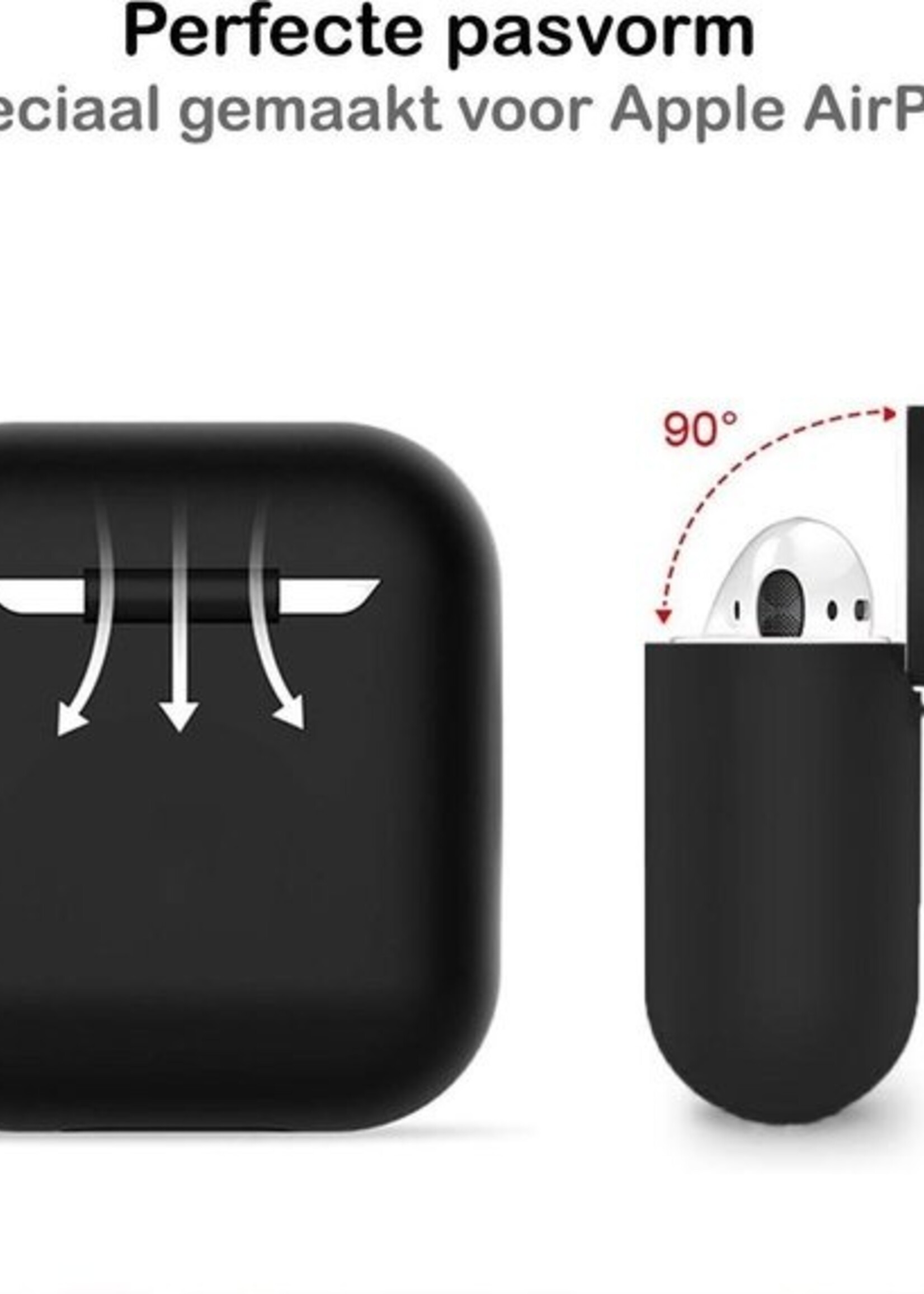 BTH Case Geschikt voor AirPods 1 Hoesje Hoes Siliconen Met Clip Cover Dun - Hoesje Geschikt voor Apple Airpods 1 Siliconen Met Clip - Zwart