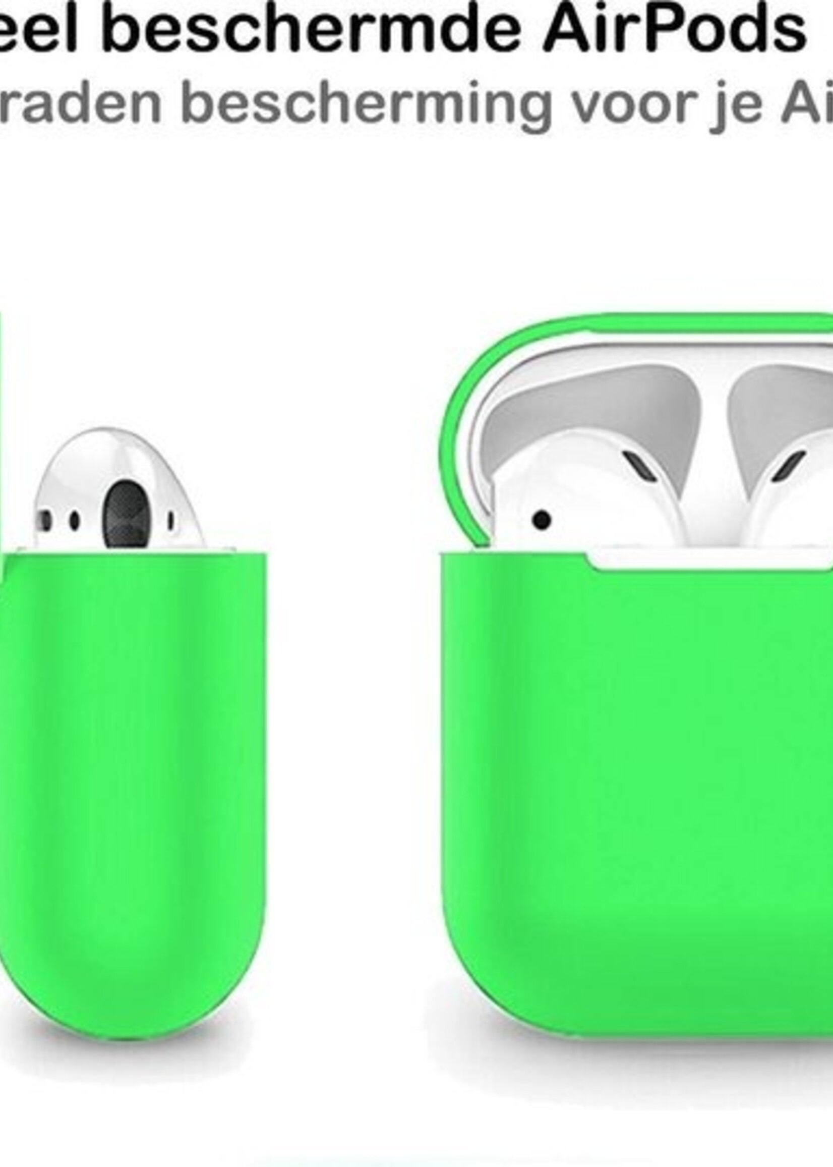 BTH Case Geschikt voor AirPods 1 Hoesje Hoes Siliconen Met Clip Cover Dun - Hoesje Geschikt voor Apple Airpods 1 Siliconen Met Clip - Groen