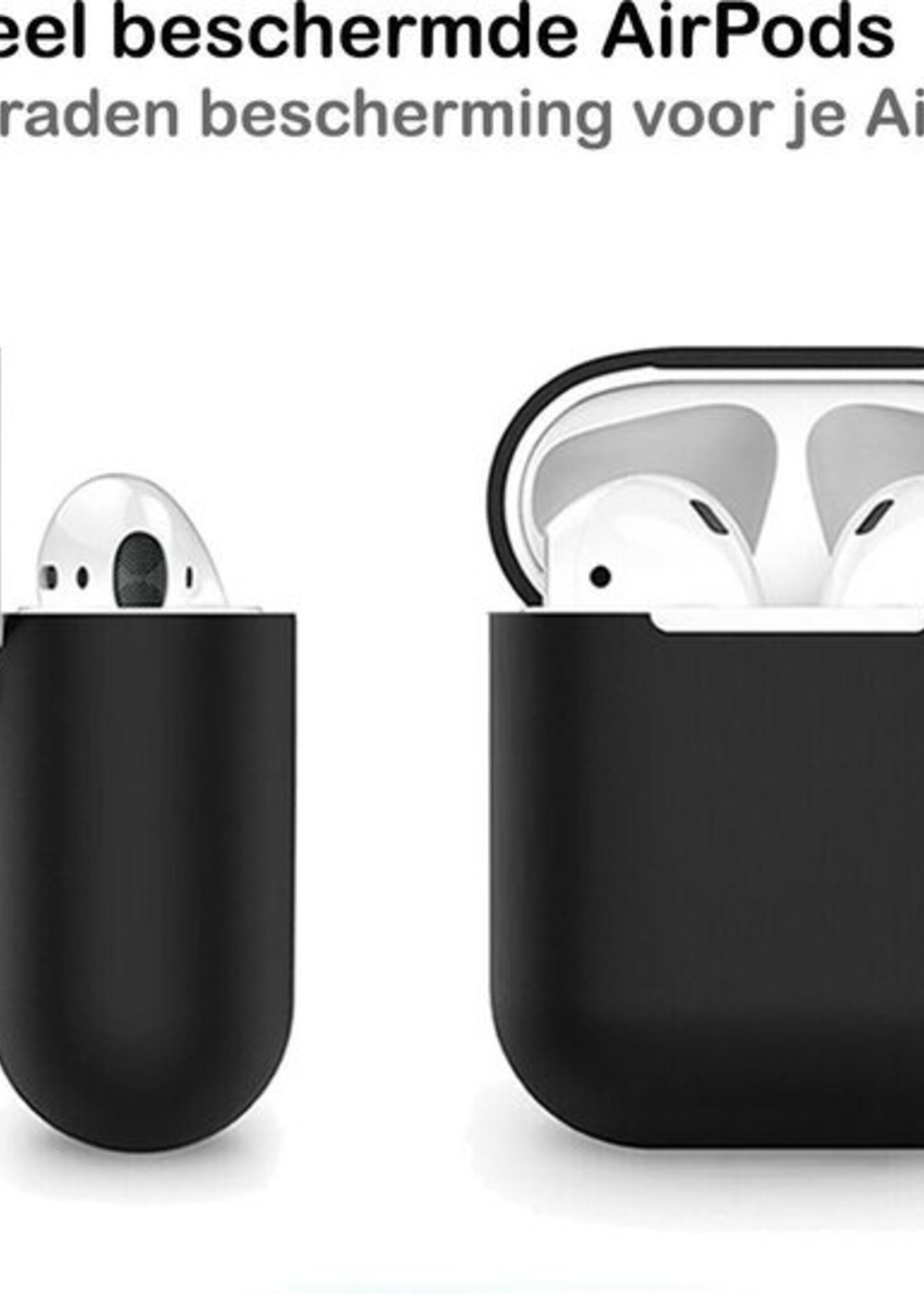 BTH Case Geschikt voor AirPods 1 Hoesje Hoes Siliconen Met Clip Cover Dun - Hoesje Geschikt voor Apple Airpods 1 Siliconen Met Clip - Zwart