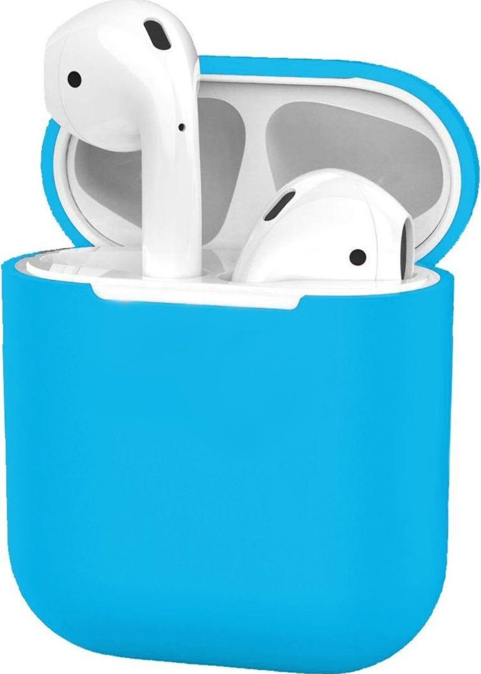 BTH Case Geschikt voor AirPods 1 Hoesje Hoes Siliconen Met Clip Cover Dun - Hoesje Geschikt voor Apple Airpods 1 Siliconen Met Clip - Blauw
