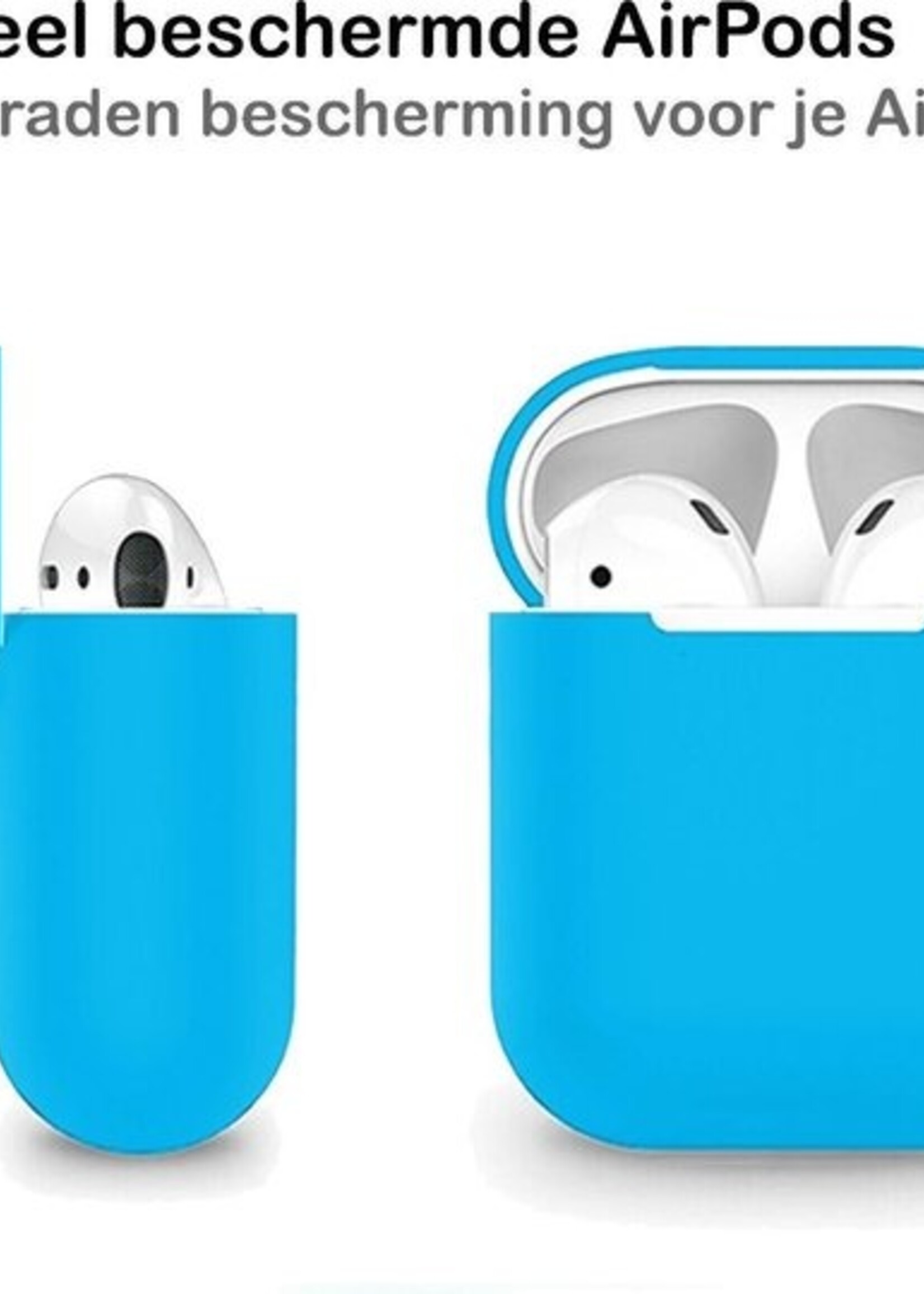 BTH Case Geschikt voor AirPods 1 Hoesje Hoes Siliconen Met Clip Cover Dun - Hoesje Geschikt voor Apple Airpods 1 Siliconen Met Clip - Blauw