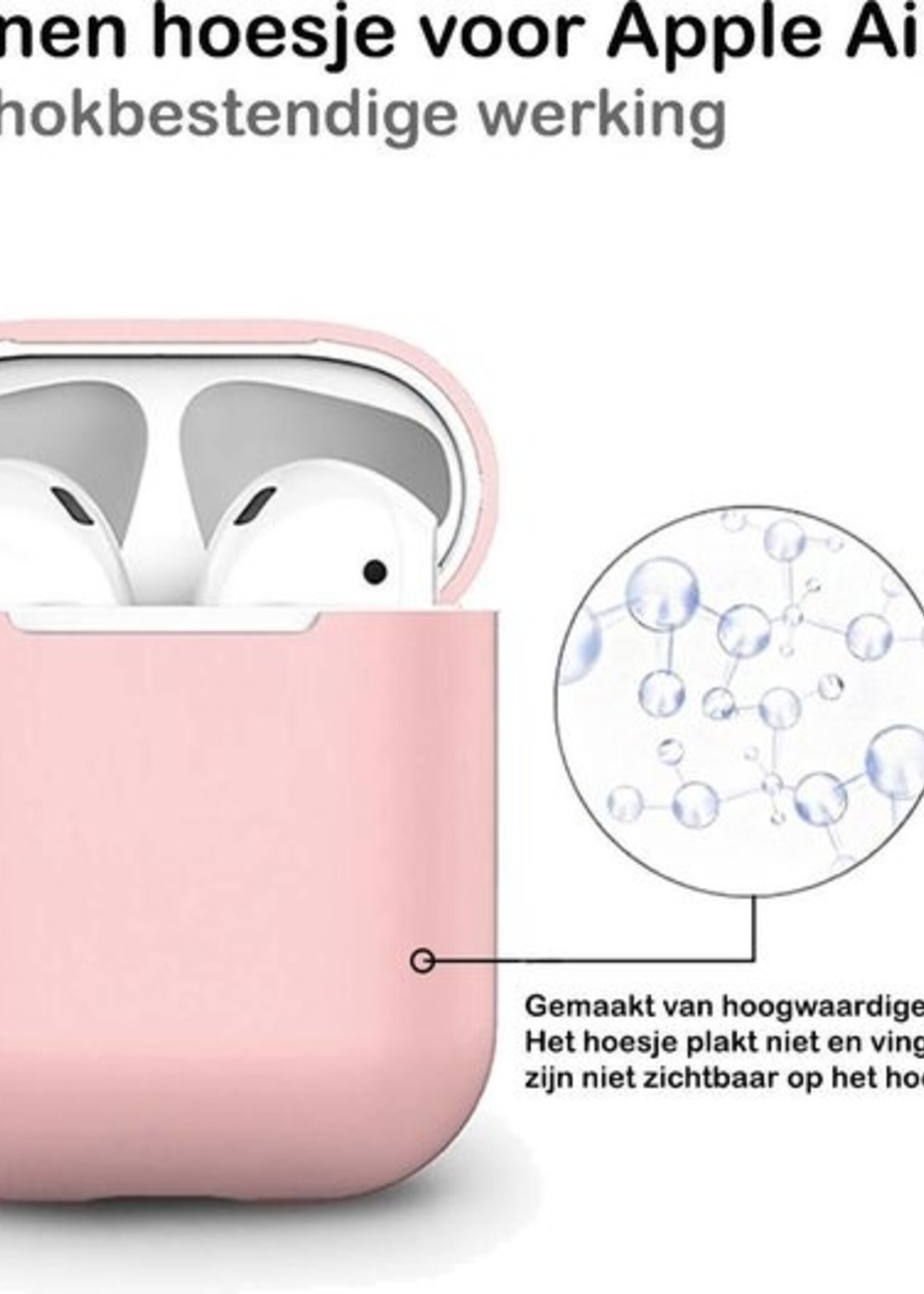 BTH Case Geschikt voor AirPods 2 Hoesje Hoes Siliconen Met Clip Cover Dun - Hoesje Geschikt voor Apple Airpods 2 Siliconen Met Clip - Roze