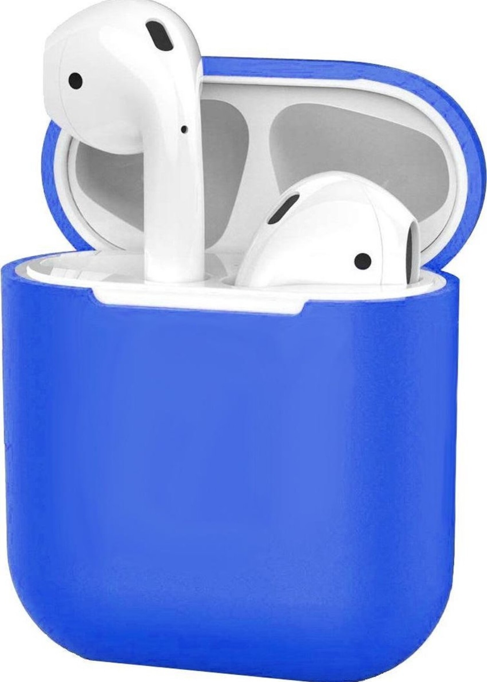 BTH Case Geschikt voor AirPods 2 Hoesje Hoes Siliconen Met Clip Cover Dun - Hoesje Geschikt voor Apple Airpods 2 Siliconen Met Clip - Blauw