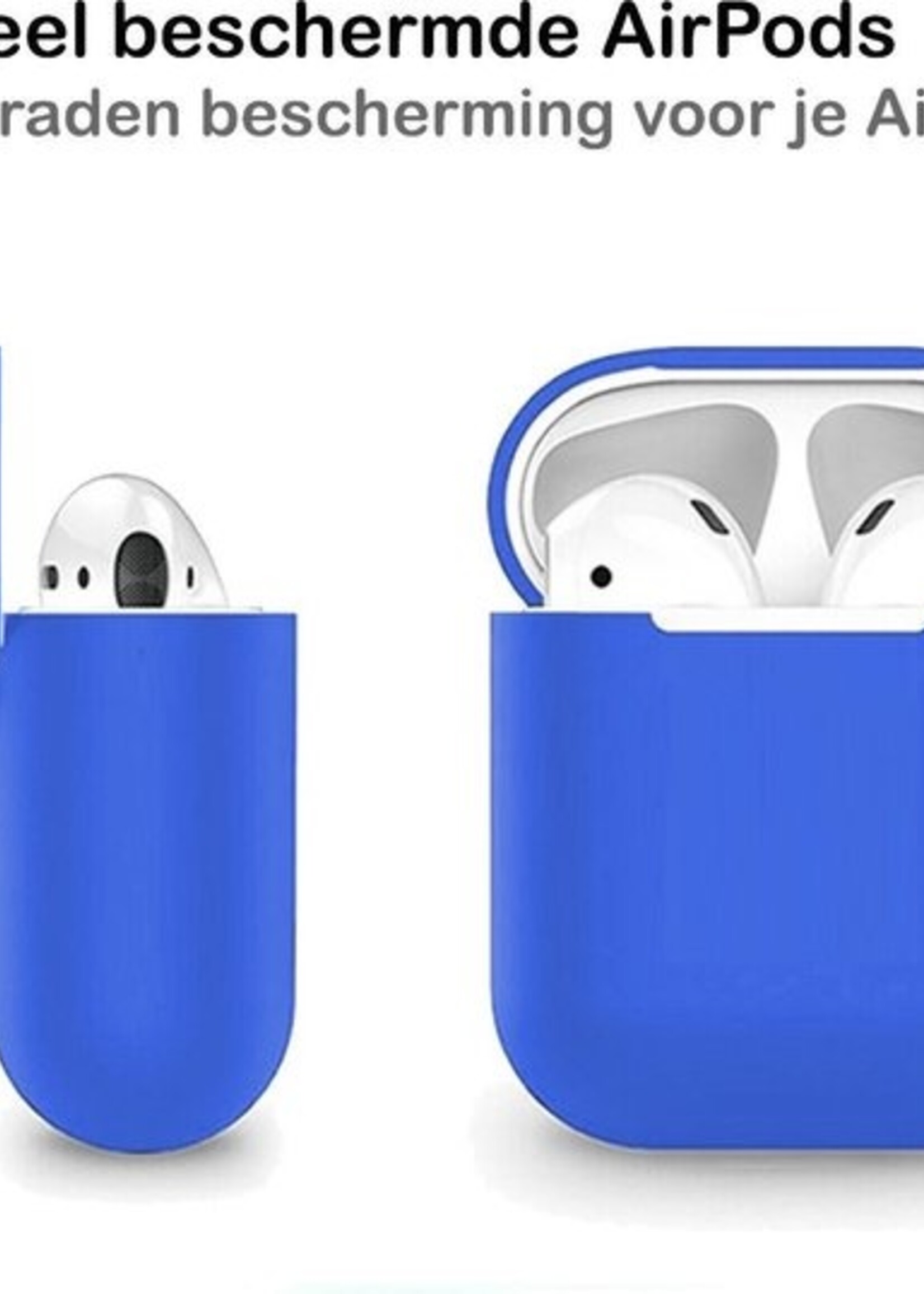BTH Case Geschikt voor AirPods 2 Hoesje Hoes Siliconen Met Clip Cover Dun - Hoesje Geschikt voor Apple Airpods 2 Siliconen Met Clip - Blauw