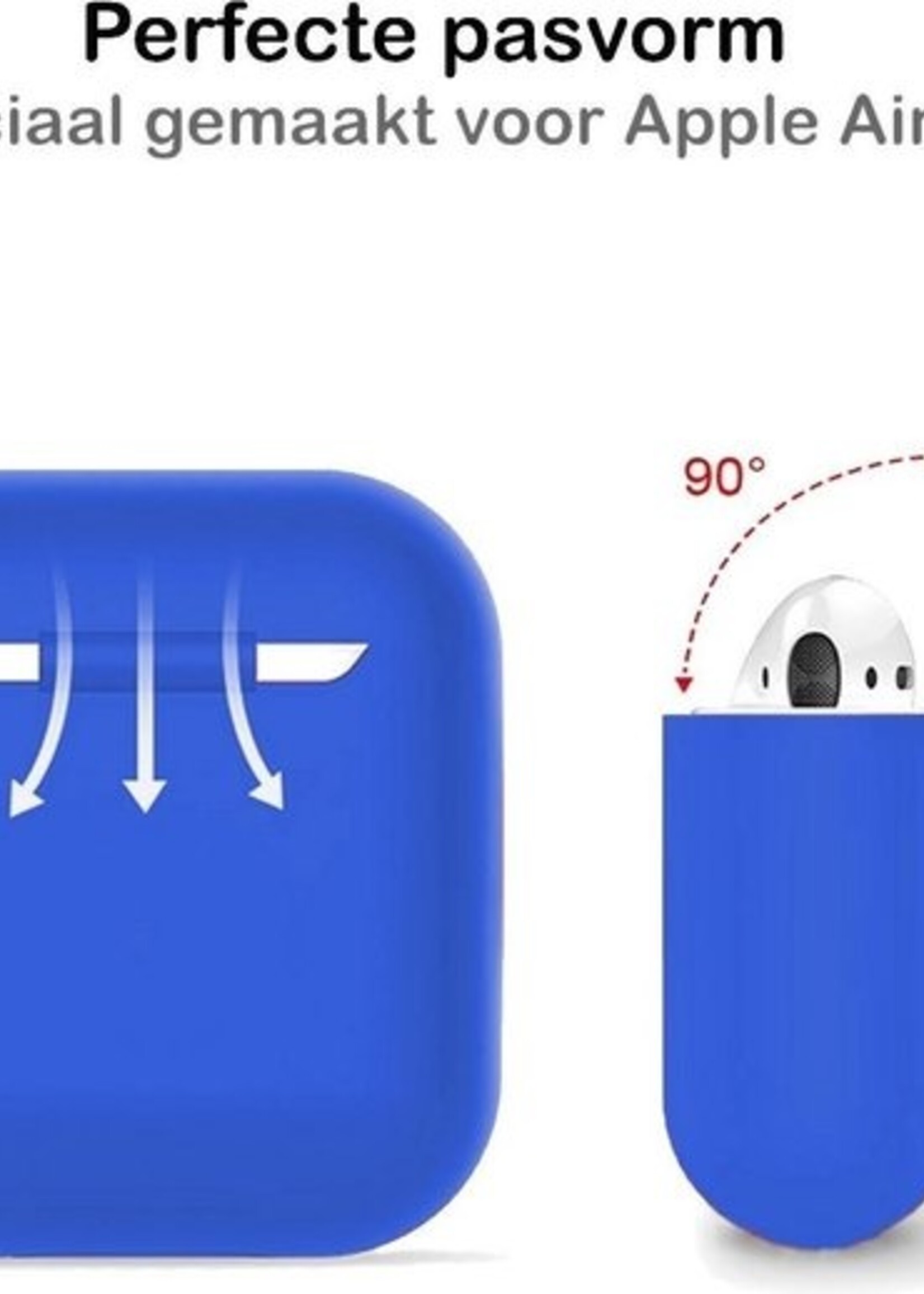 BTH Case Geschikt voor AirPods 2 Hoesje Hoes Siliconen Met Clip Cover Dun - Hoesje Geschikt voor Apple Airpods 2 Siliconen Met Clip - Blauw