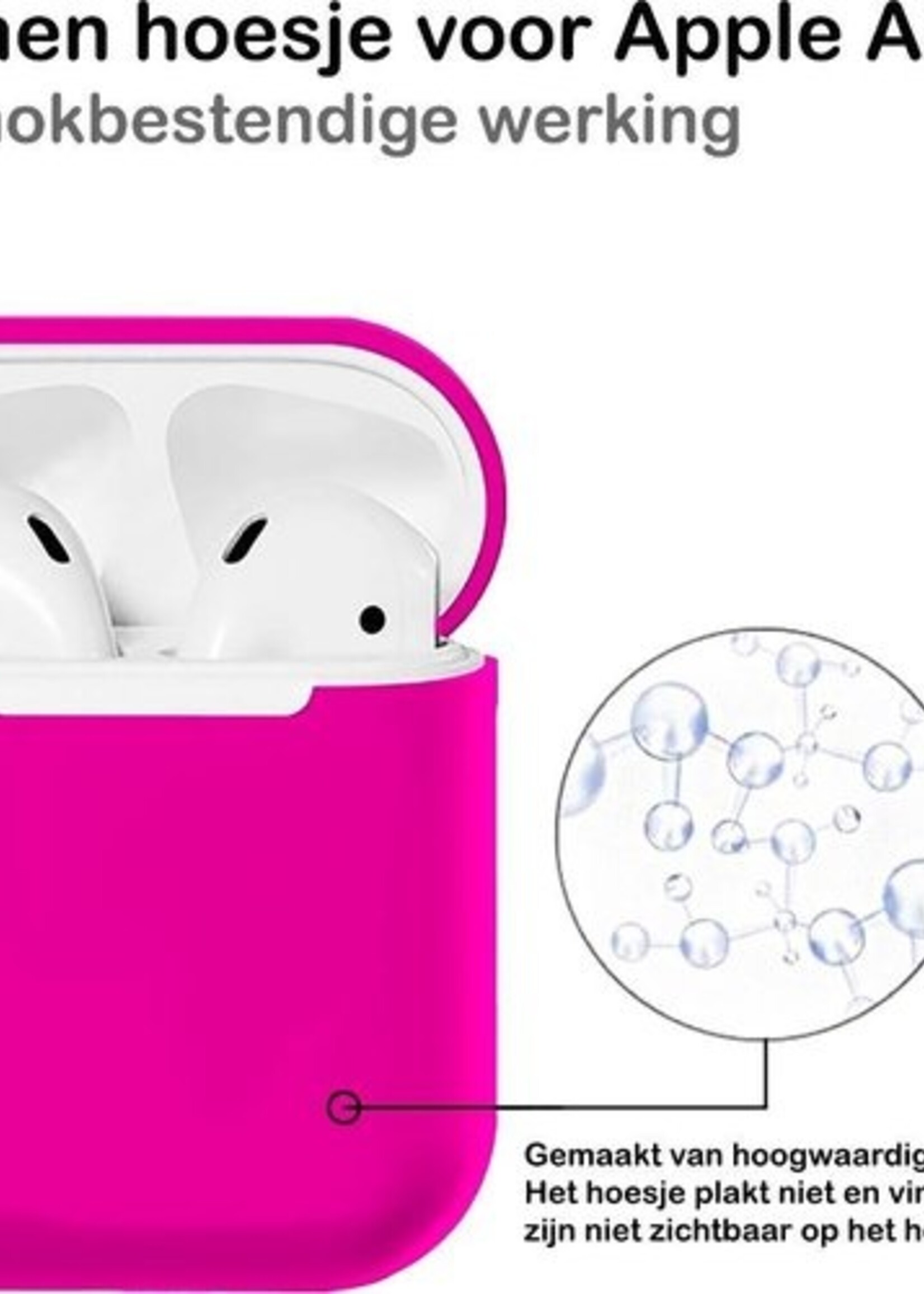 BTH Case Geschikt voor AirPods 2 Hoesje Hoes Siliconen Met Clip Cover Dun - Hoesje Geschikt voor Apple Airpods 2 Siliconen Met Clip - Roze