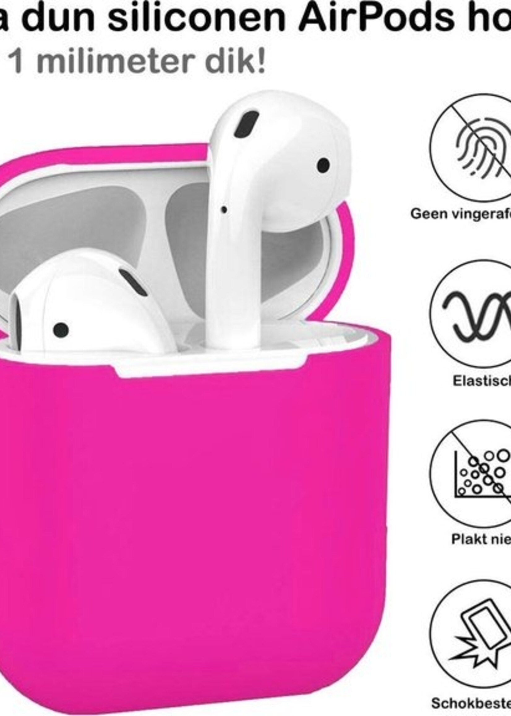 BTH Case Geschikt voor AirPods 2 Hoesje Hoes Siliconen Met Clip Cover Dun - Hoesje Geschikt voor Apple Airpods 2 Siliconen Met Clip - Roze