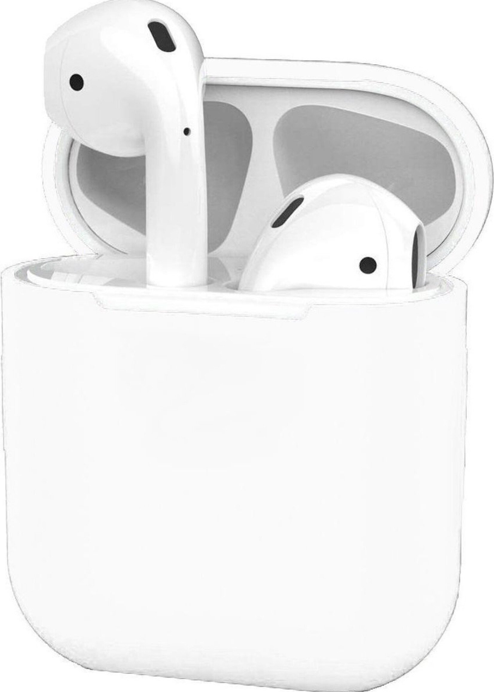 BTH Case Geschikt voor AirPods 2 Hoesje Hoes Siliconen Met Clip Cover Dun - Hoesje Geschikt voor Apple Airpods 2 Siliconen Met Clip - Wit
