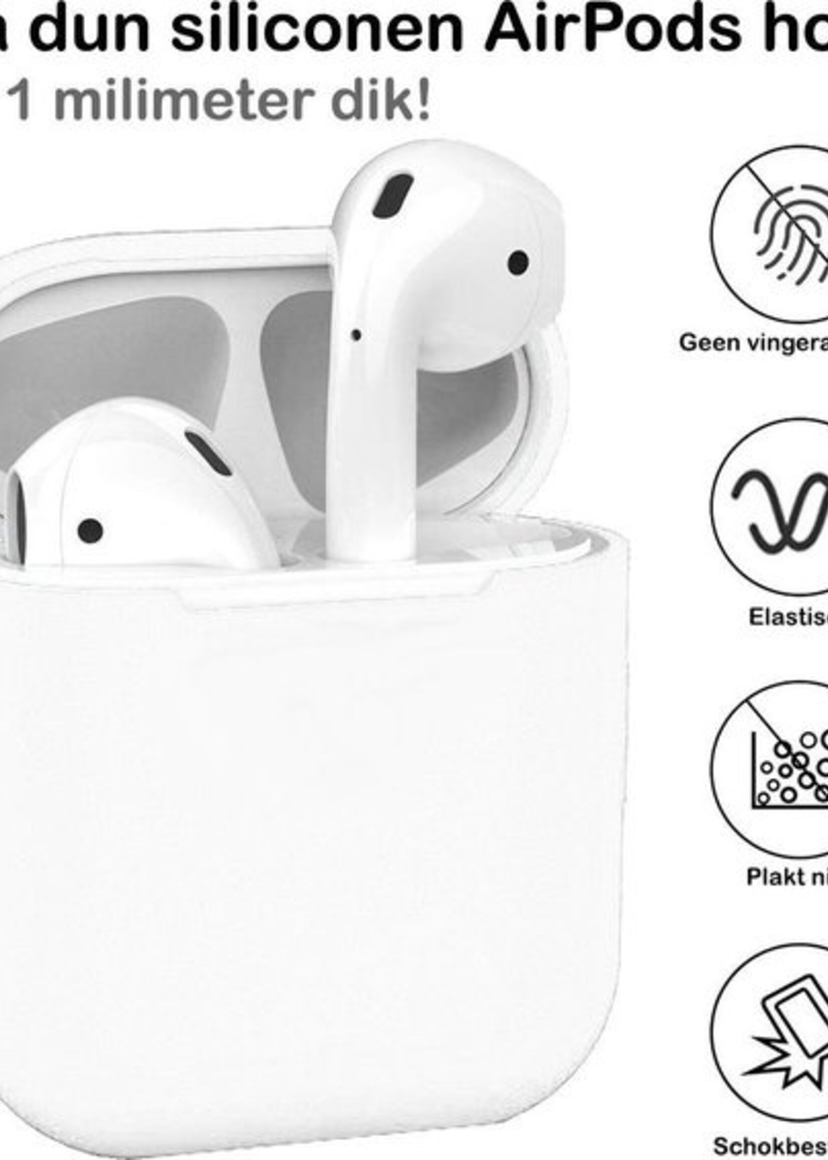 BTH Case Geschikt voor AirPods 2 Hoesje Hoes Siliconen Met Clip Cover Dun - Hoesje Geschikt voor Apple Airpods 2 Siliconen Met Clip - Wit