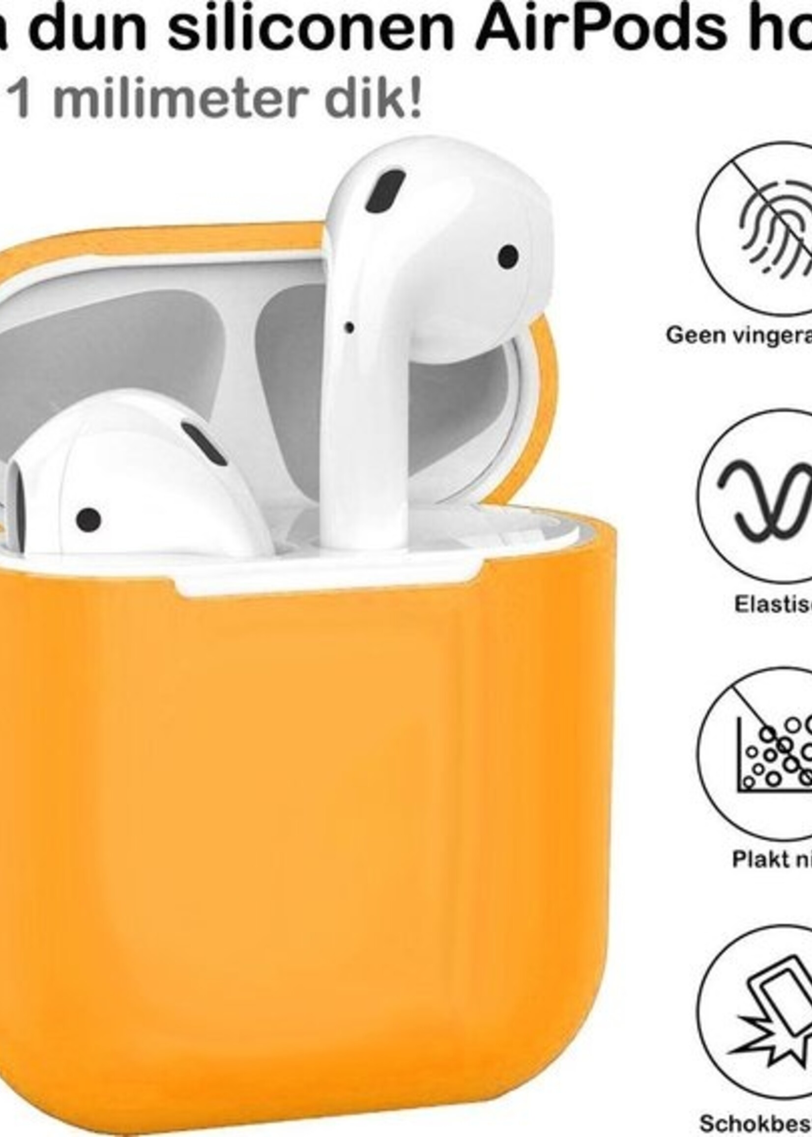 BTH Case Geschikt voor AirPods 2 Hoesje Hoes Siliconen Met Clip Cover Dun - Hoesje Geschikt voor Apple Airpods 2 Siliconen Met Clip - Oranje