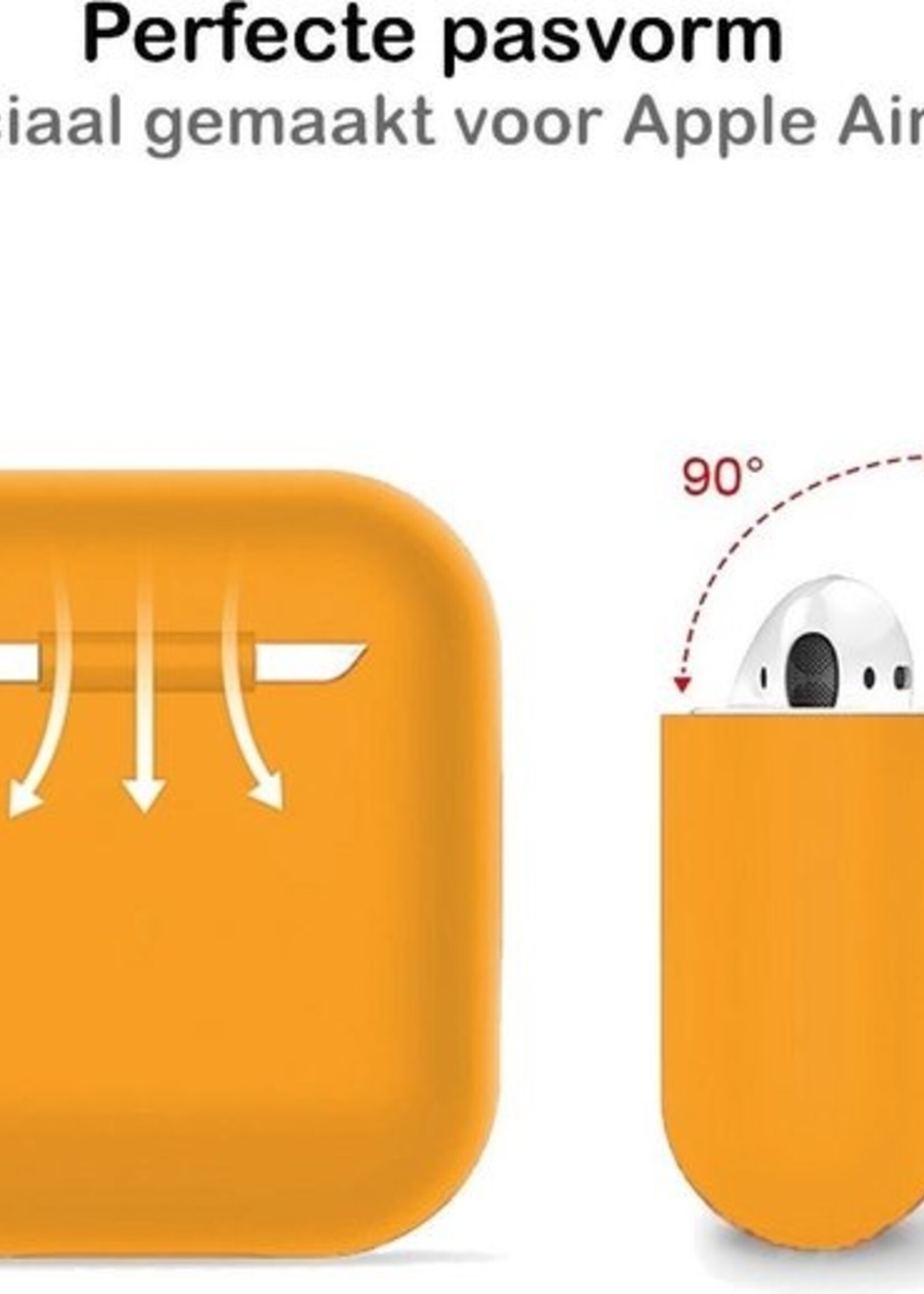 BTH Case Geschikt voor AirPods 2 Hoesje Hoes Siliconen Met Clip Cover Dun - Hoesje Geschikt voor Apple Airpods 2 Siliconen Met Clip - Oranje