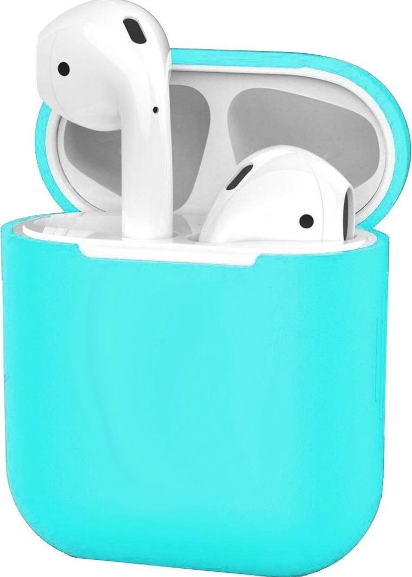 BTH Case Geschikt voor AirPods 2 Hoesje Hoes Siliconen Met Clip Cover Dun - Hoesje Geschikt voor Apple Airpods 2 Siliconen Met Clip - Cyaan