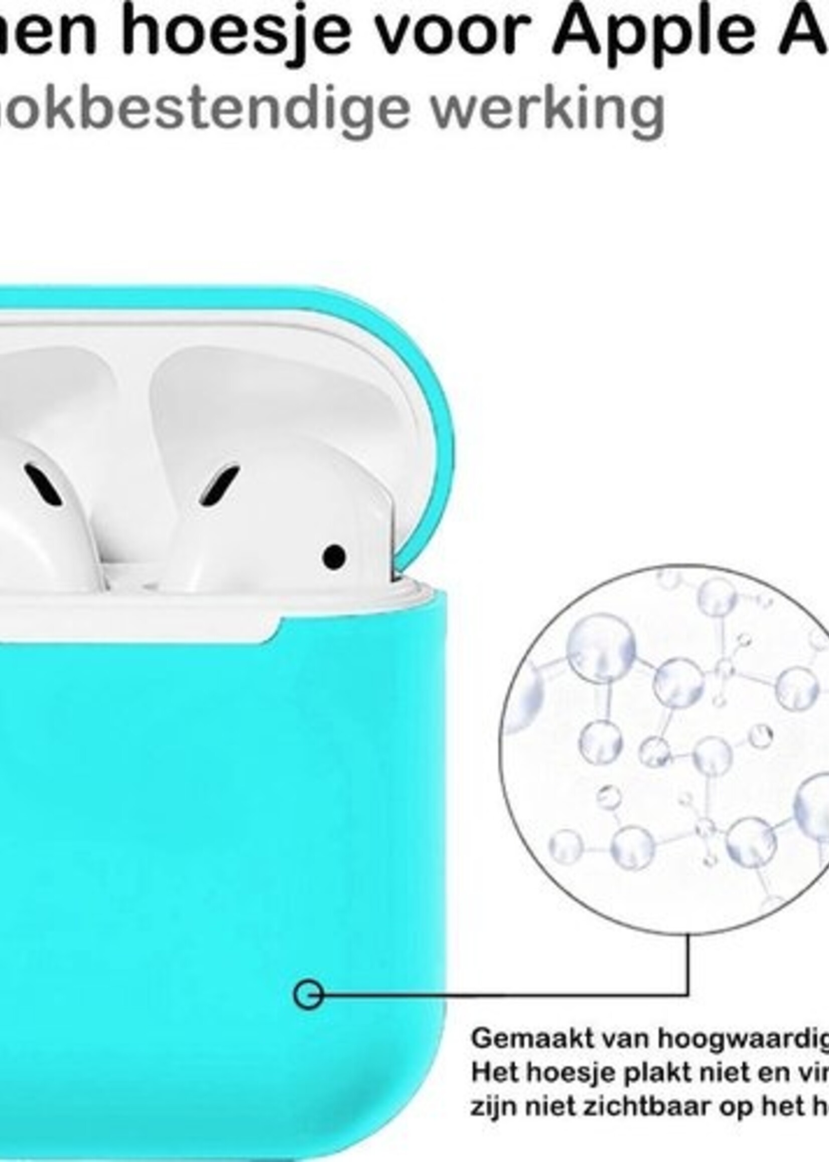 BTH Case Geschikt voor AirPods 2 Hoesje Hoes Siliconen Met Clip Cover Dun - Hoesje Geschikt voor Apple Airpods 2 Siliconen Met Clip - Cyaan