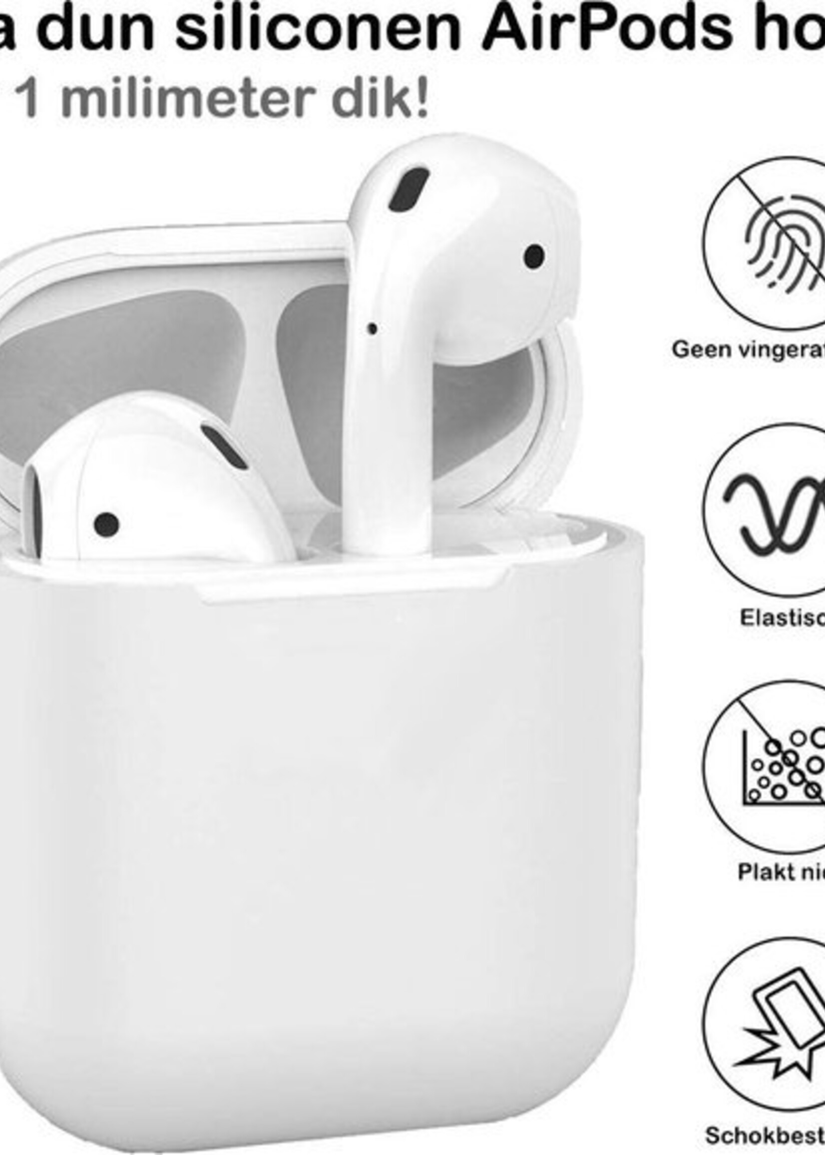 BTH Case Geschikt voor AirPods 2 Hoesje Hoes Siliconen Met Clip Cover Dun - Hoesje Geschikt voor Apple Airpods 2 Siliconen Met Clip - Transparant