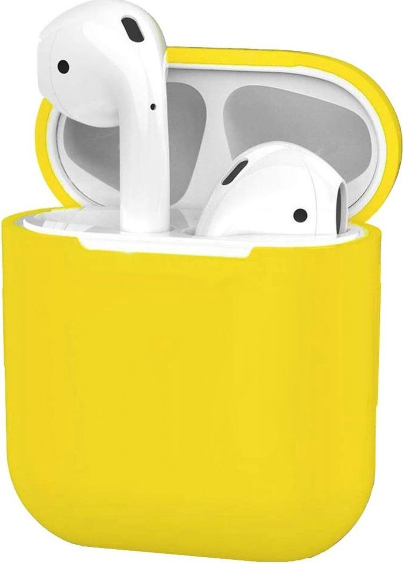 BTH Case Geschikt voor AirPods 2 Hoesje Hoes Siliconen Met Clip Cover Dun - Hoesje Geschikt voor Apple Airpods 2 Siliconen Met Clip - Geel