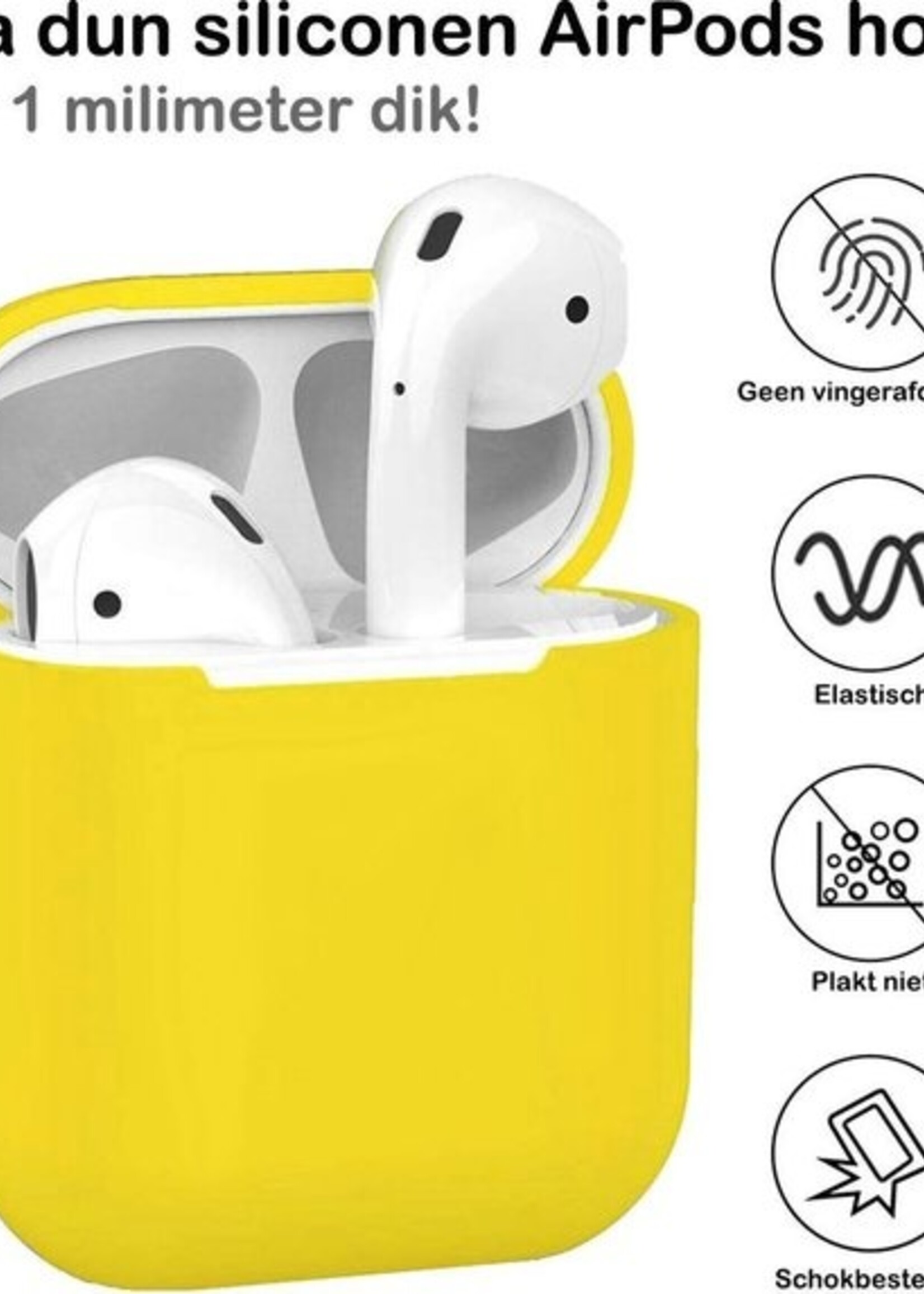 BTH Case Geschikt voor AirPods 2 Hoesje Hoes Siliconen Met Clip Cover Dun - Hoesje Geschikt voor Apple Airpods 2 Siliconen Met Clip - Geel