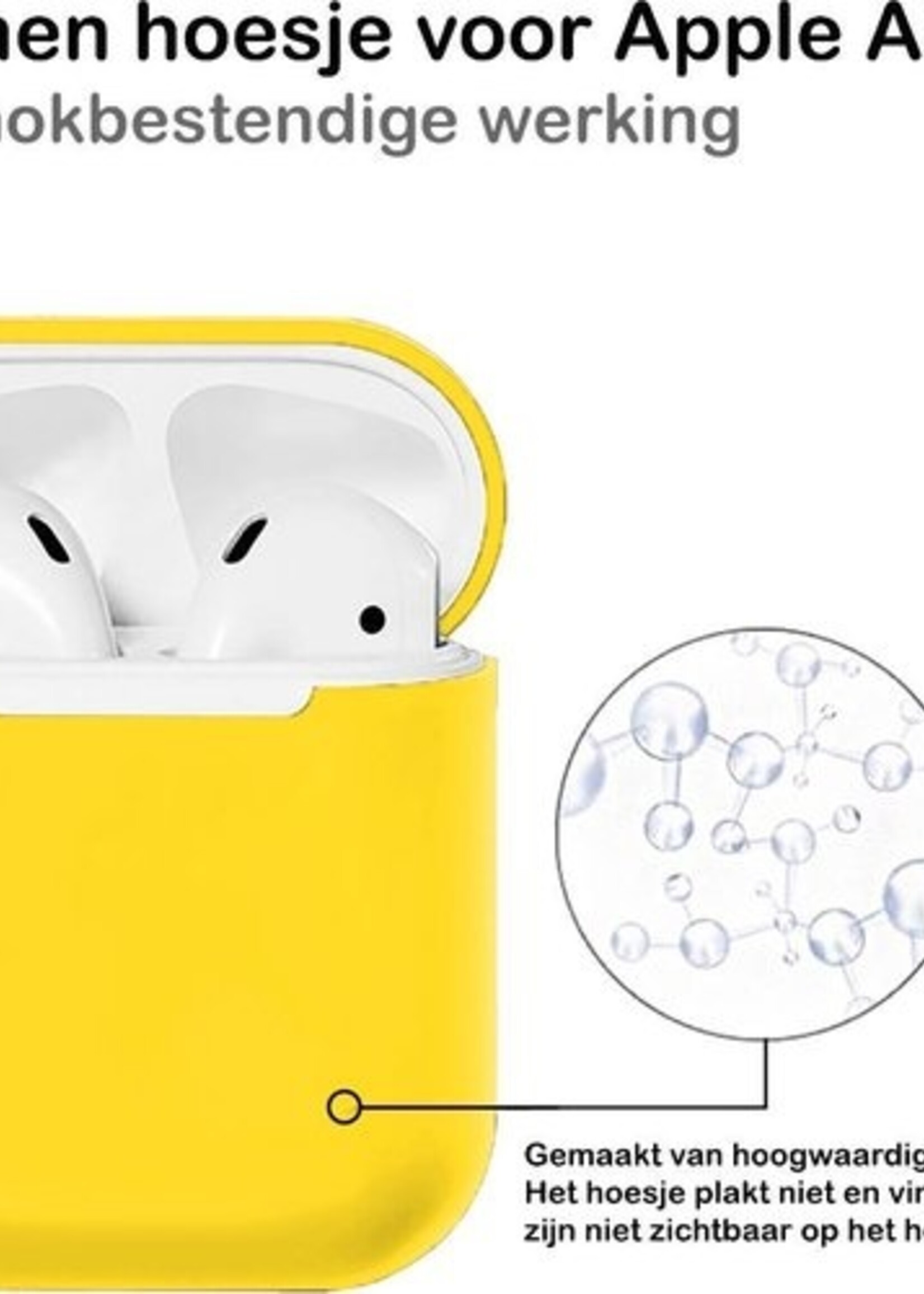 BTH Case Geschikt voor AirPods 2 Hoesje Hoes Siliconen Met Clip Cover Dun - Hoesje Geschikt voor Apple Airpods 2 Siliconen Met Clip - Geel