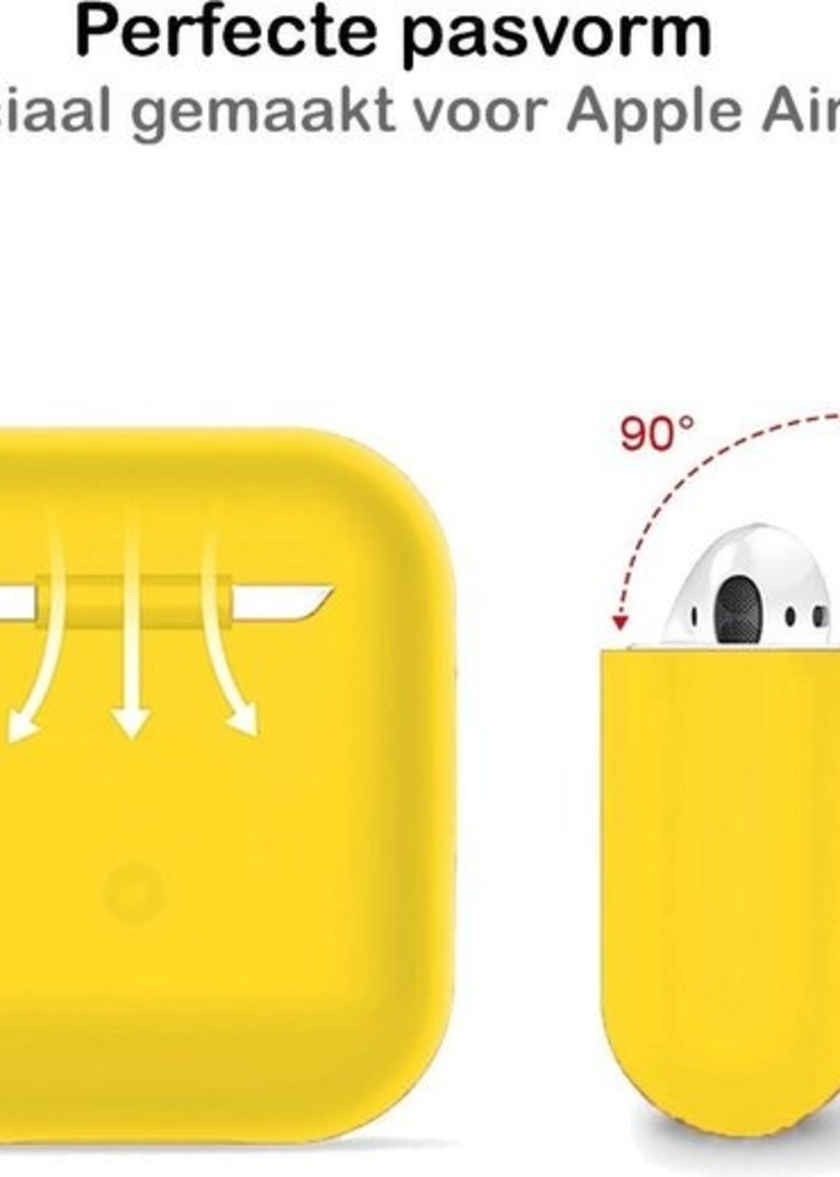 BTH Case Geschikt voor AirPods 2 Hoesje Hoes Siliconen Met Clip Cover Dun - Hoesje Geschikt voor Apple Airpods 2 Siliconen Met Clip - Geel