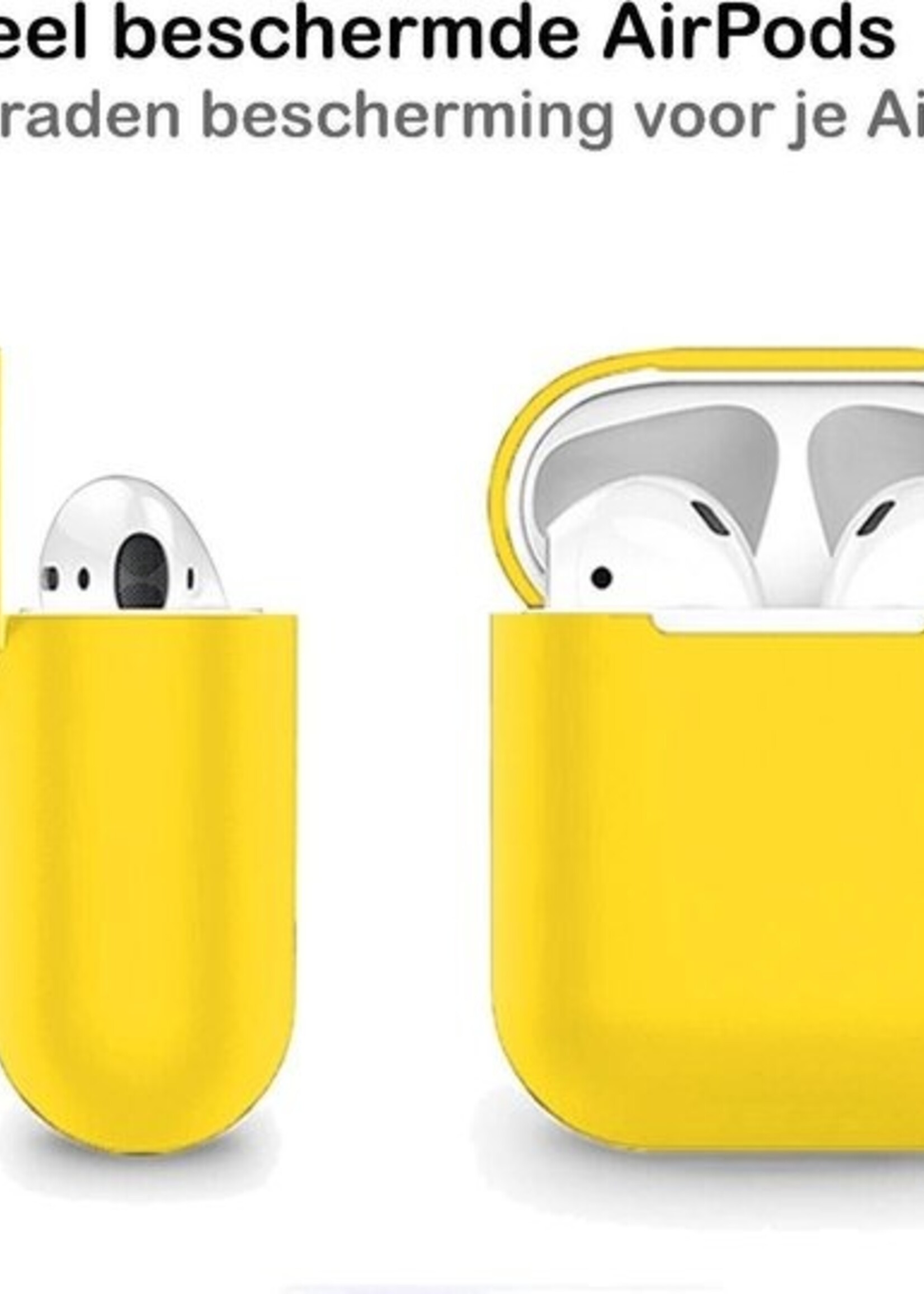 BTH Case Geschikt voor AirPods 2 Hoesje Hoes Siliconen Met Clip Cover Dun - Hoesje Geschikt voor Apple Airpods 2 Siliconen Met Clip - Geel