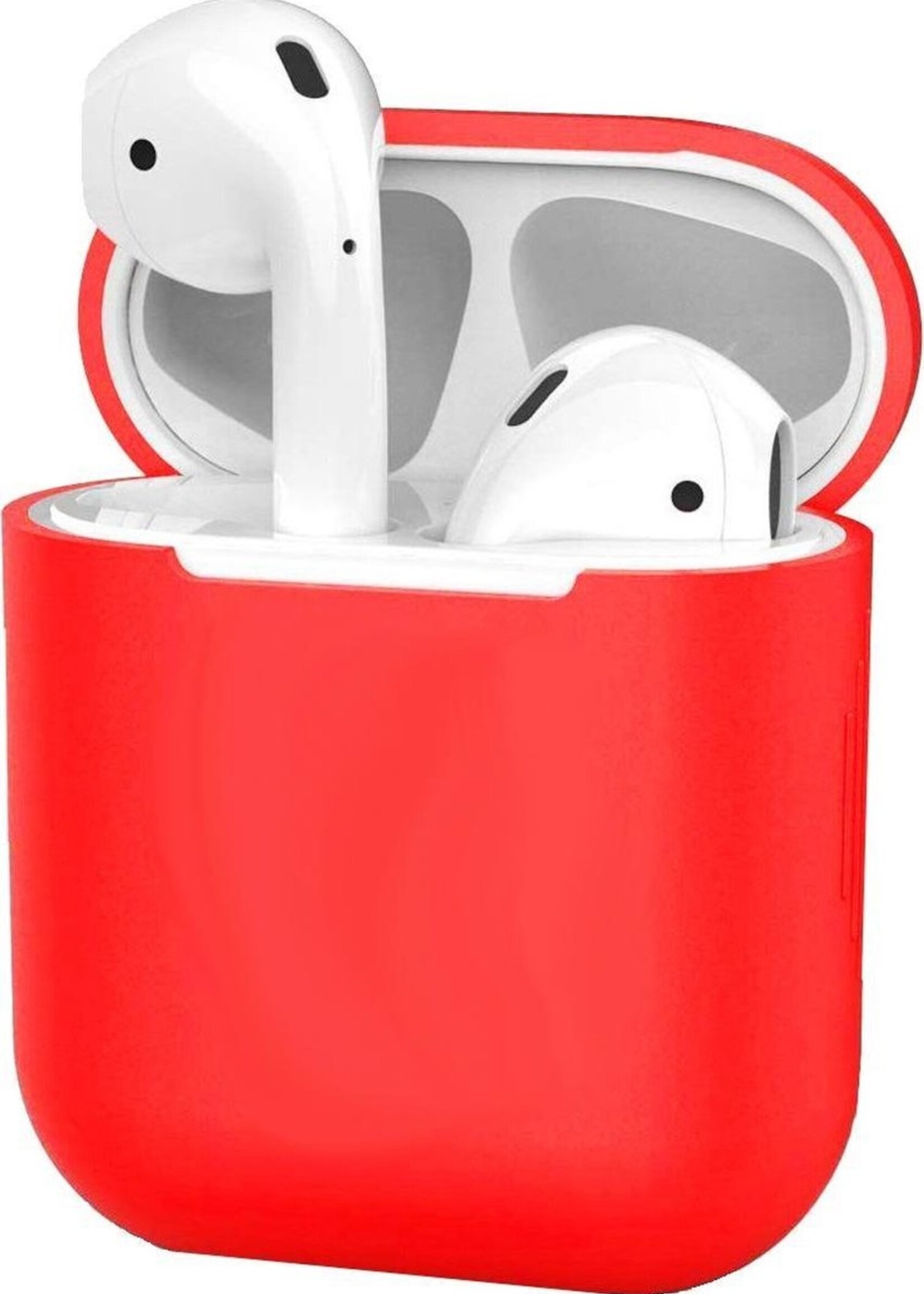 BTH Case Geschikt voor AirPods 2 Hoesje Hoes Siliconen Met Clip Cover Dun - Hoesje Geschikt voor Apple Airpods 2 Siliconen Met Clip - Rood