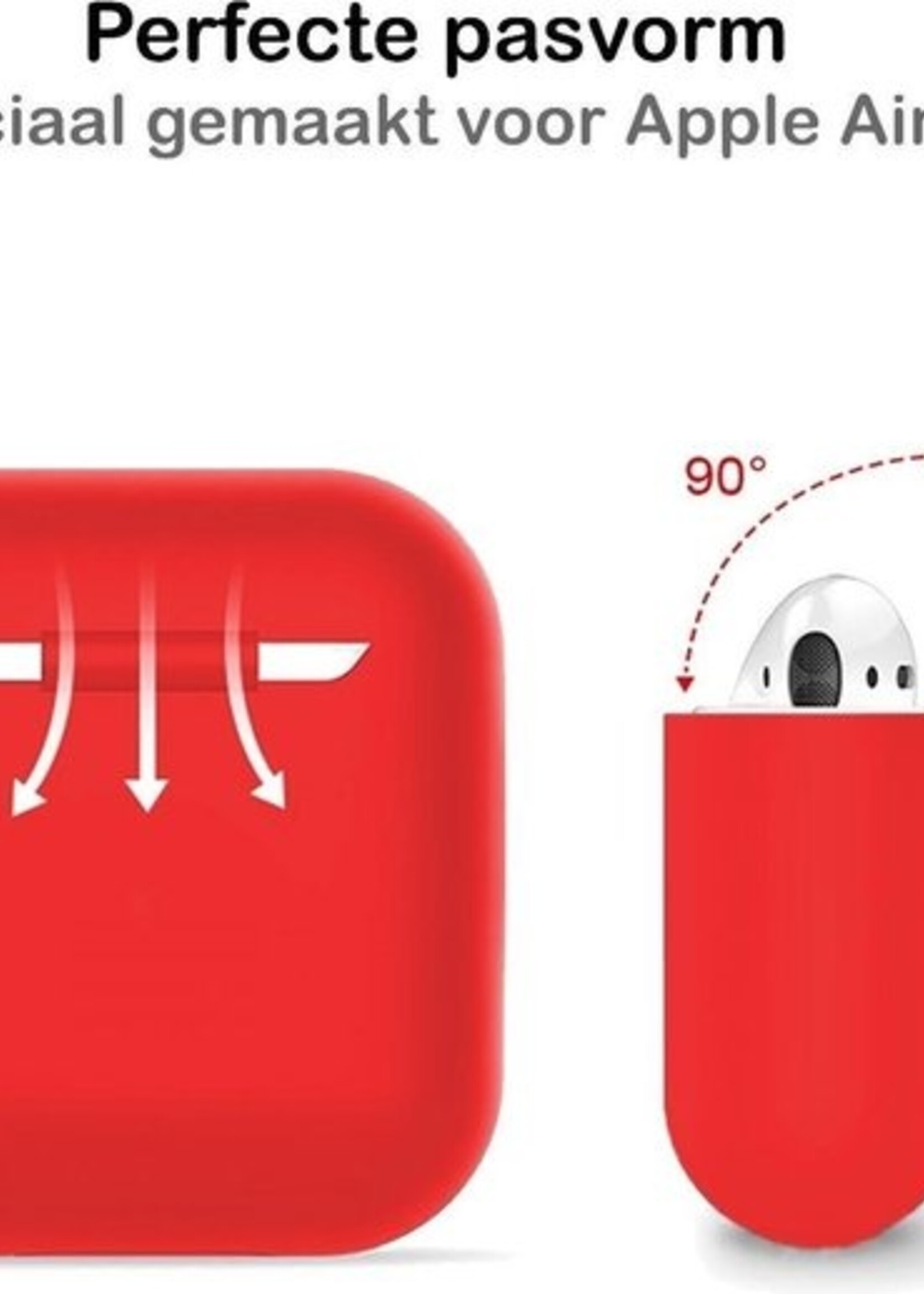 BTH Case Geschikt voor AirPods 2 Hoesje Hoes Siliconen Met Clip Cover Dun - Hoesje Geschikt voor Apple Airpods 2 Siliconen Met Clip - Rood