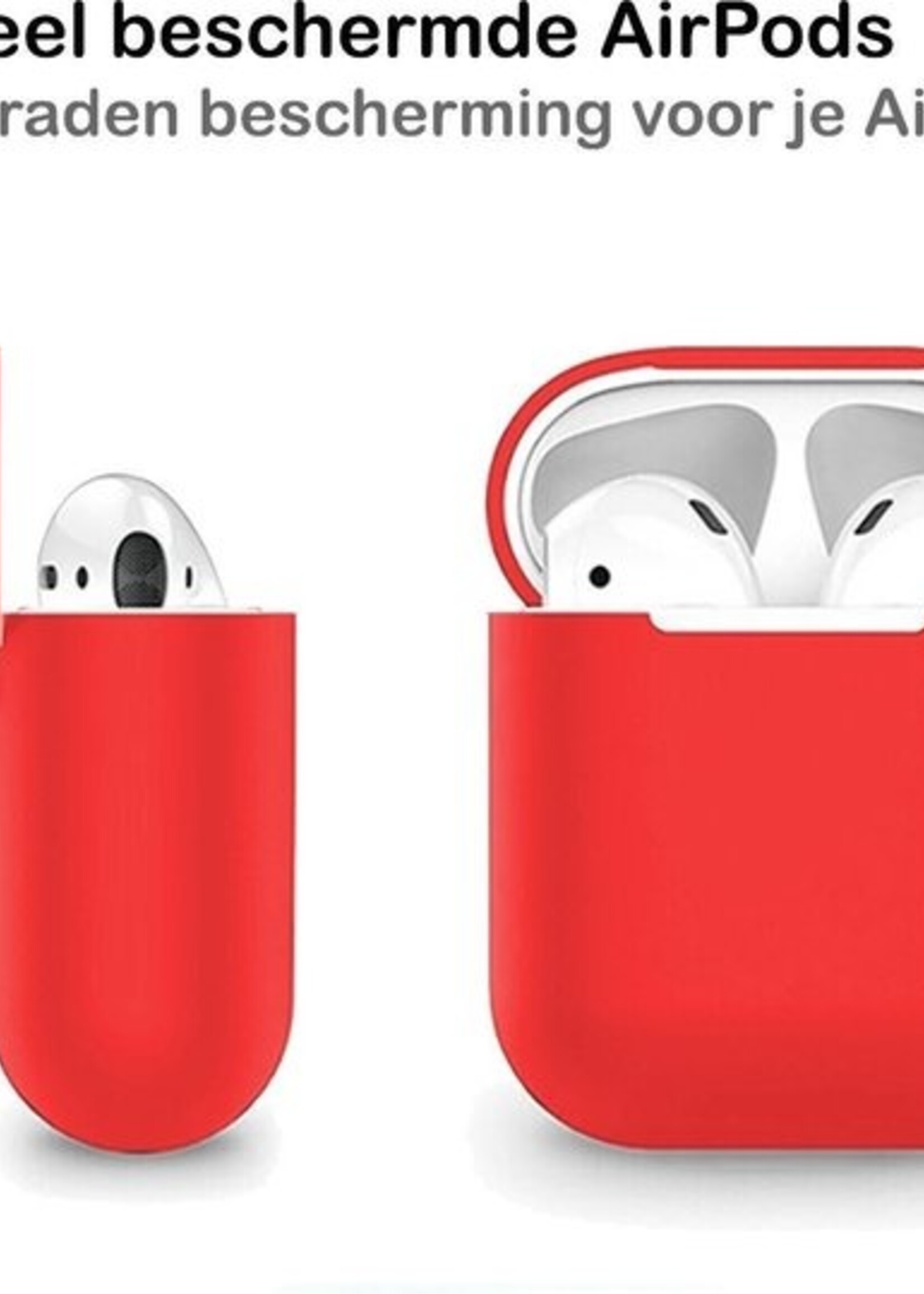 BTH Case Geschikt voor AirPods 2 Hoesje Hoes Siliconen Met Clip Cover Dun - Hoesje Geschikt voor Apple Airpods 2 Siliconen Met Clip - Rood